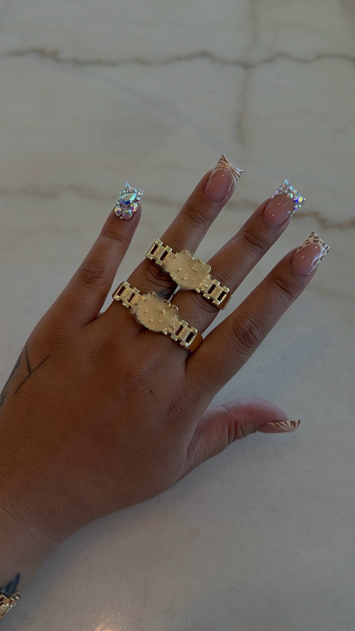 2 Finger Rollie Kitten Face Ring