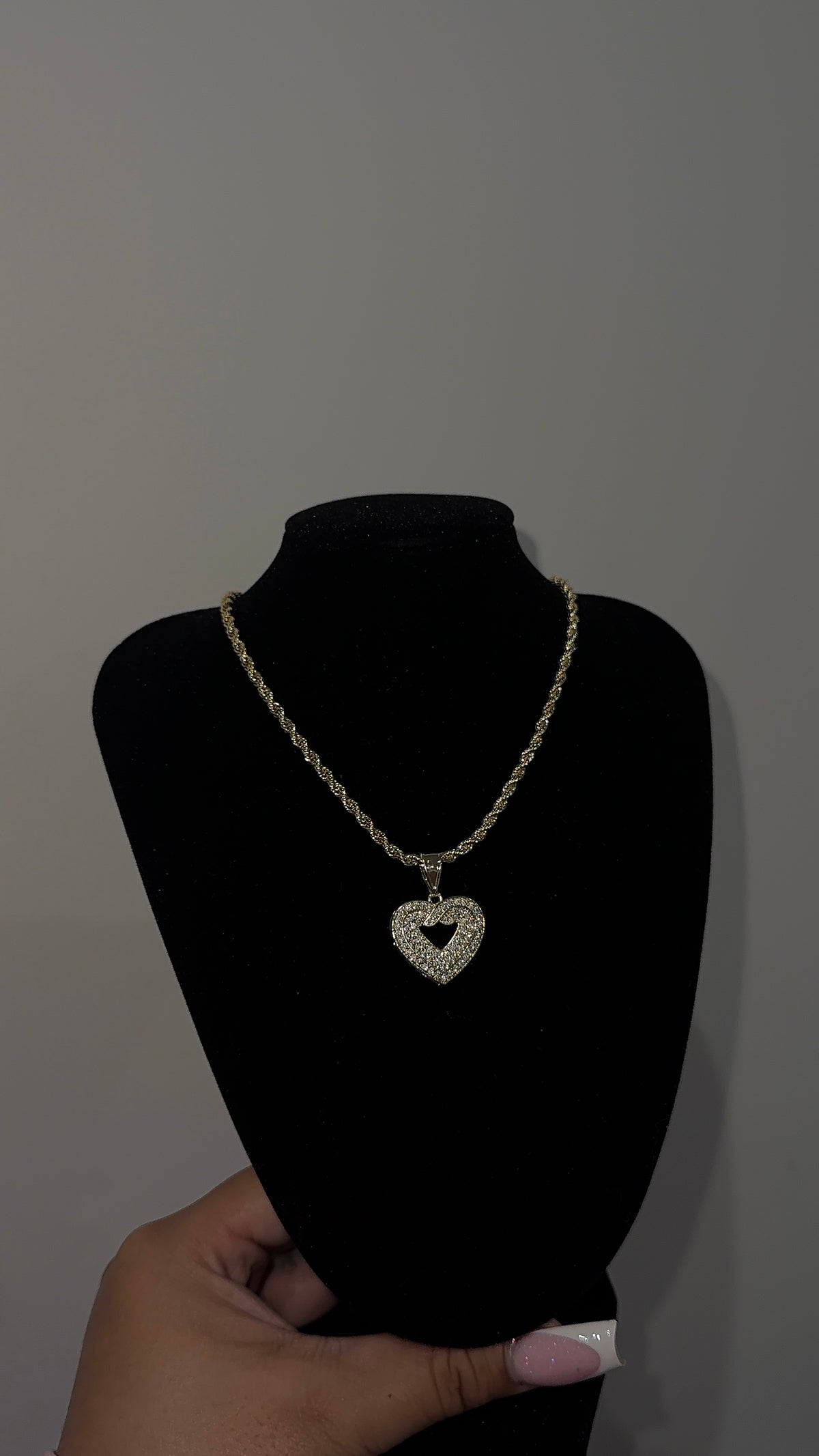 Hollow Diamond Heart Necklace