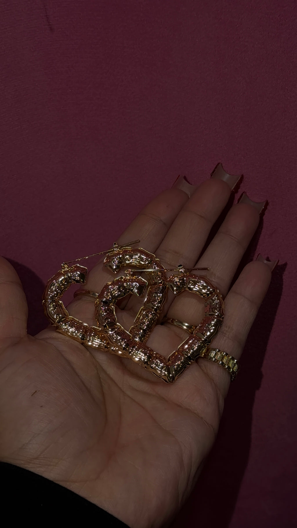 Medium Heart Bamboo Earrings
