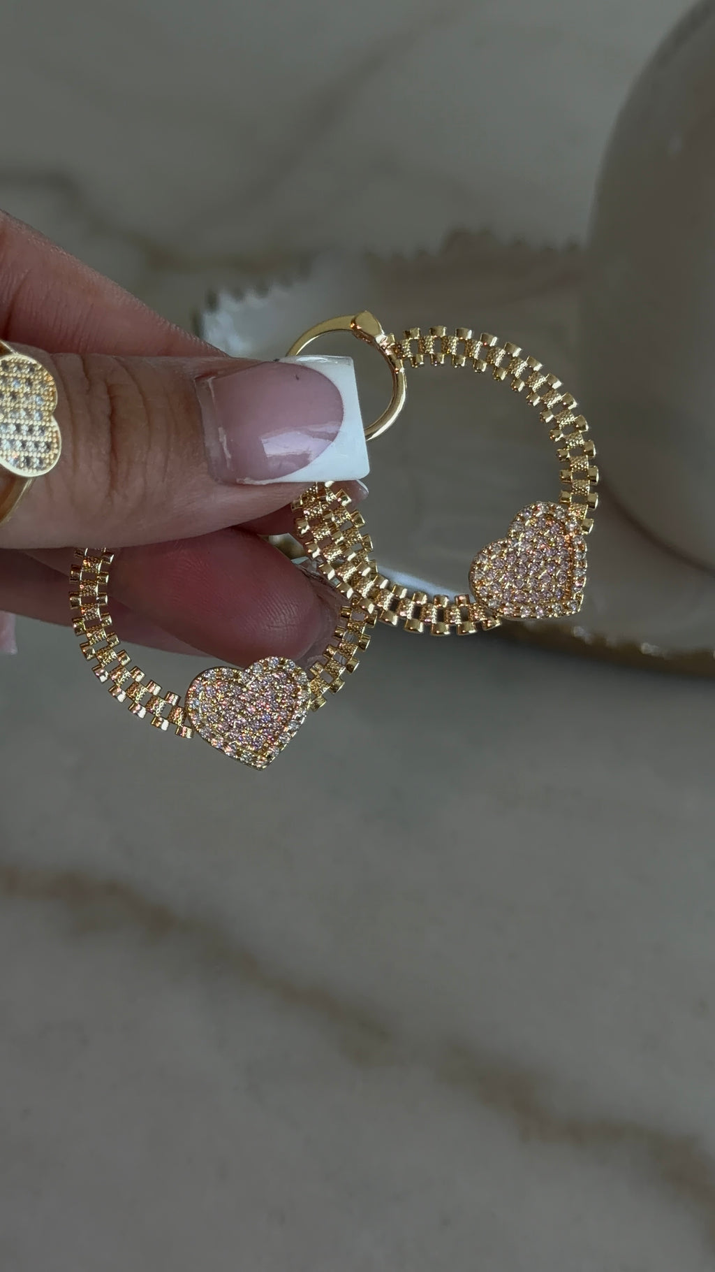 Lil Pink Heart Rollie Hoops