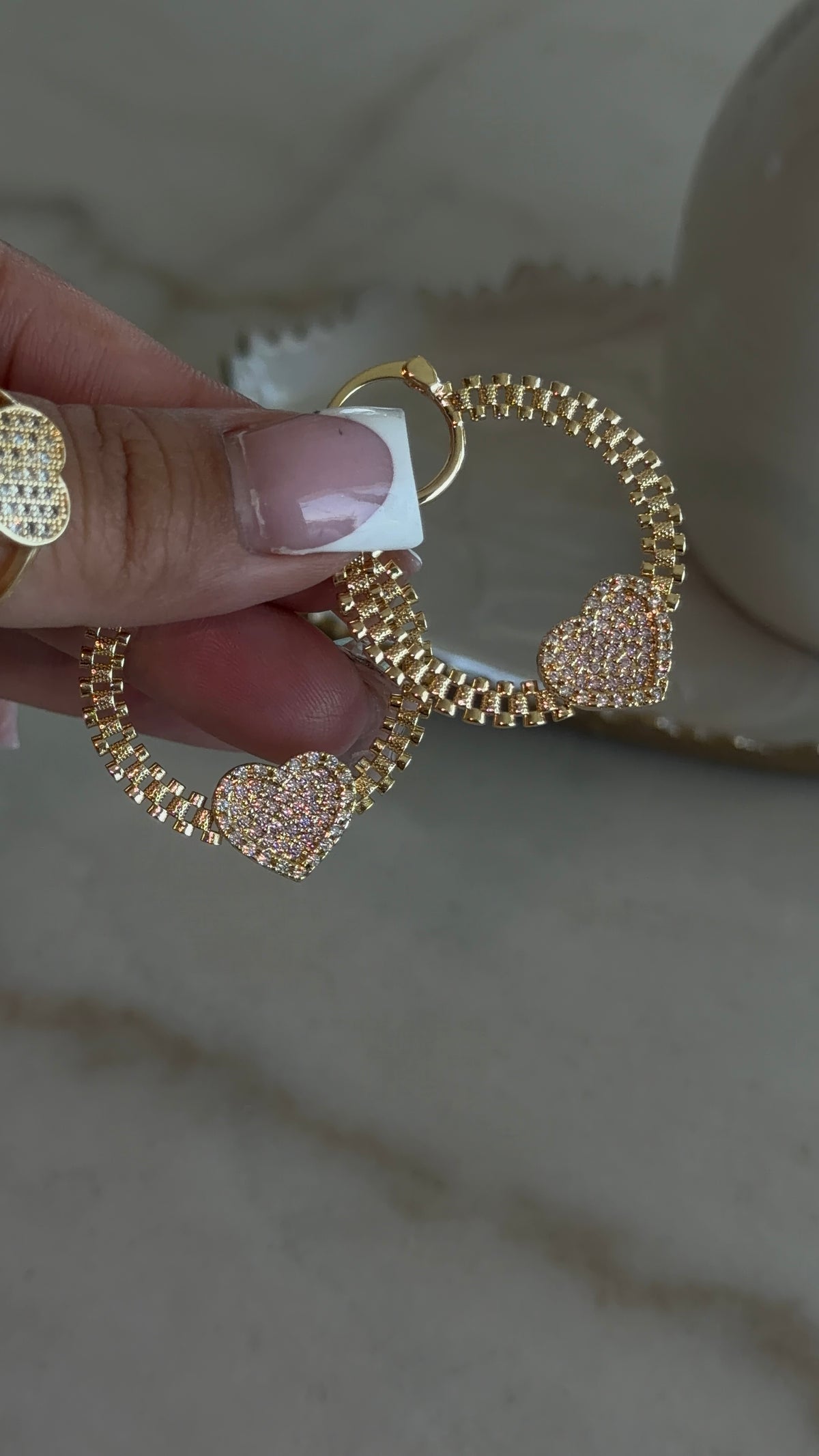 Lil Pink Heart Rollie Hoops