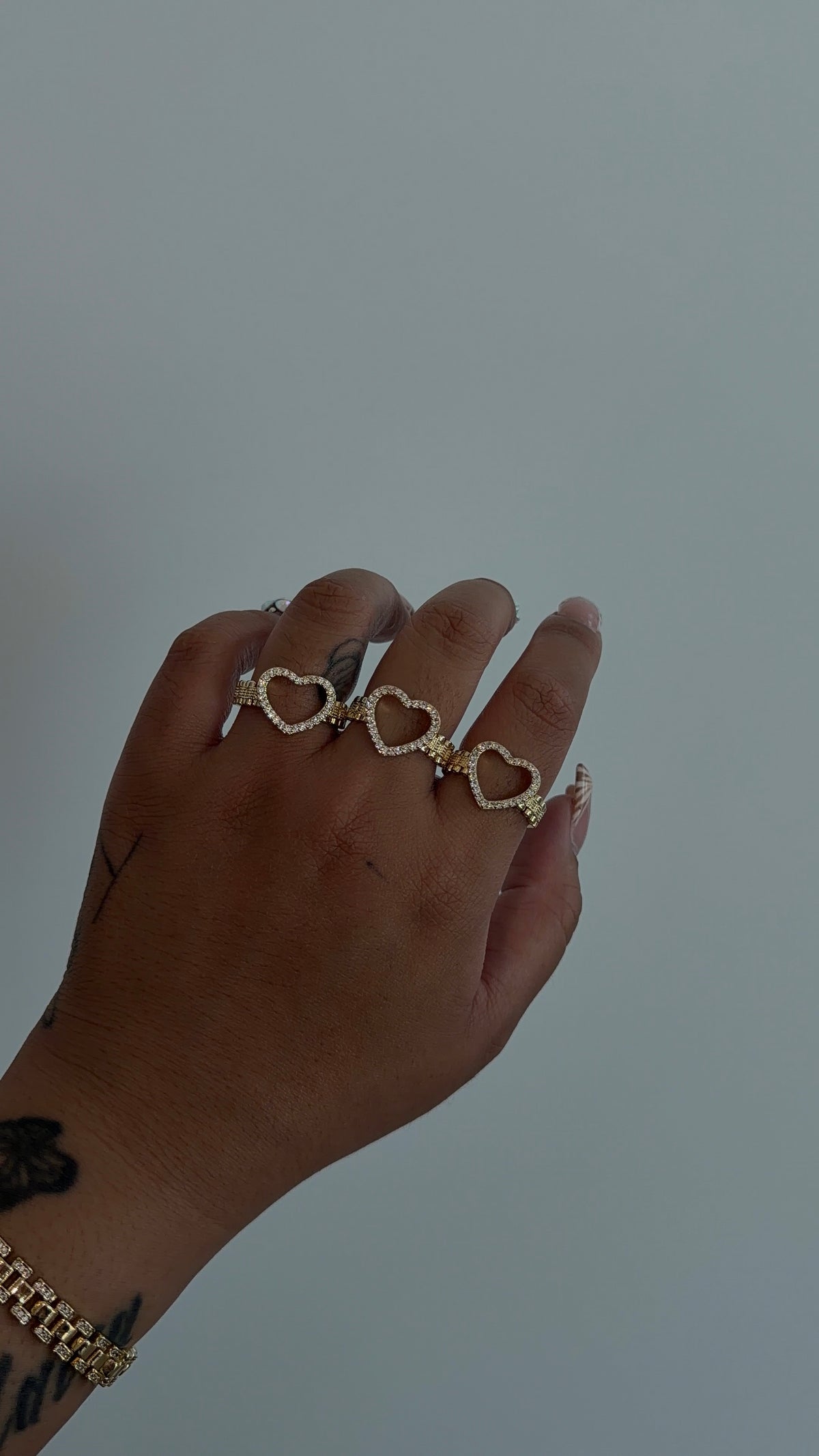 Bling Open Heart Rollie Ring