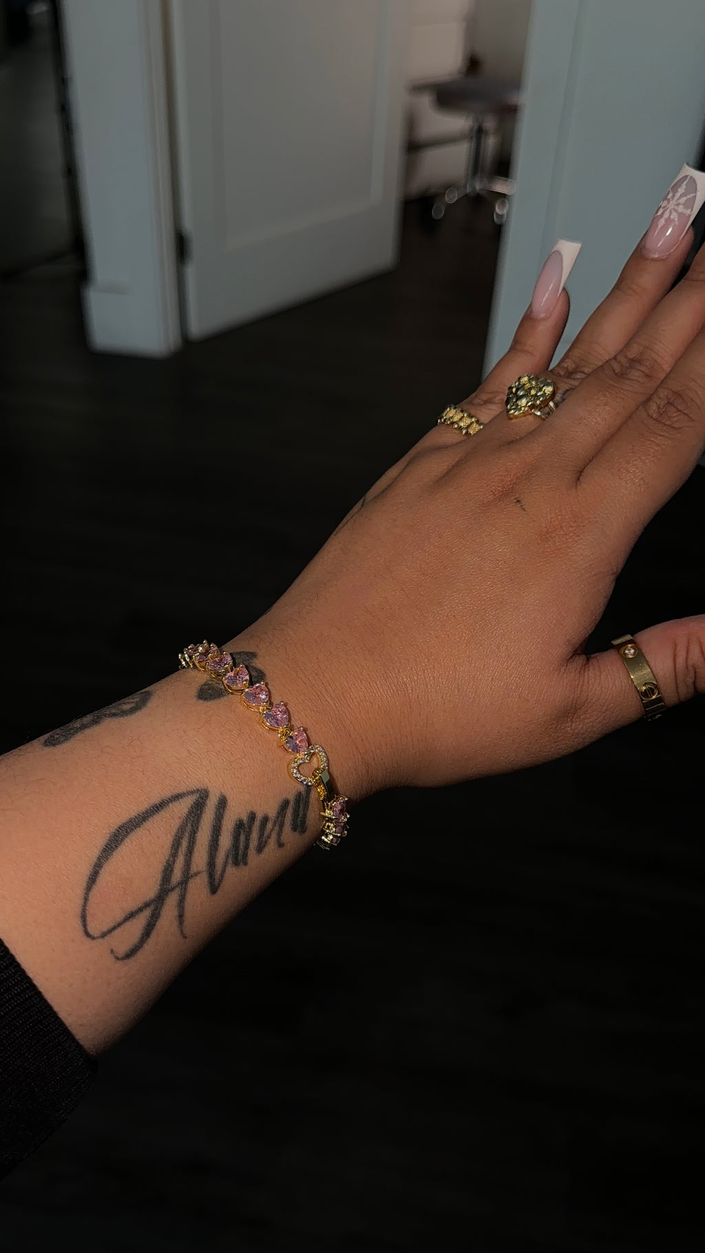Pink Diamond Heart All Around Bracelet