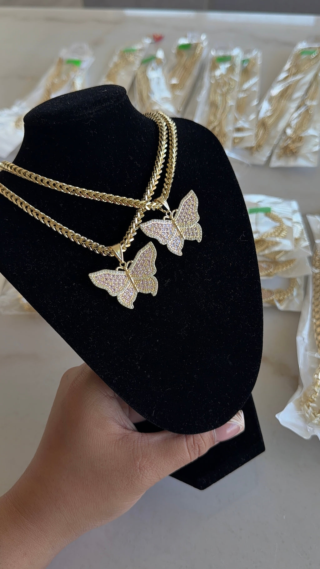 Big Bling Pink Butterfly Chain
