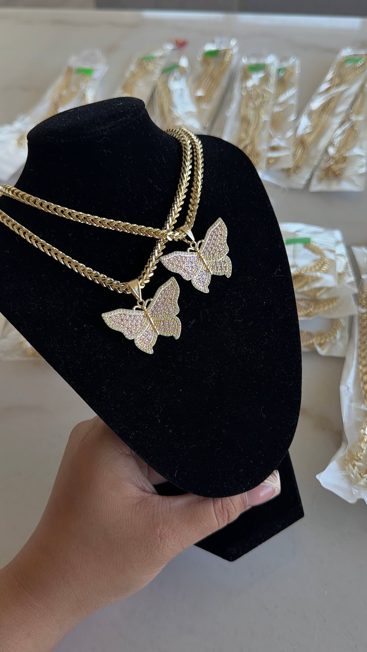 Big Bling Pink Butterfly Chain