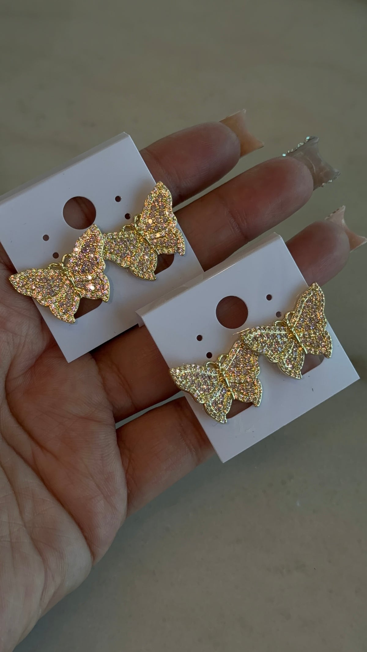 Big Pink Bling Butterfly Earrings