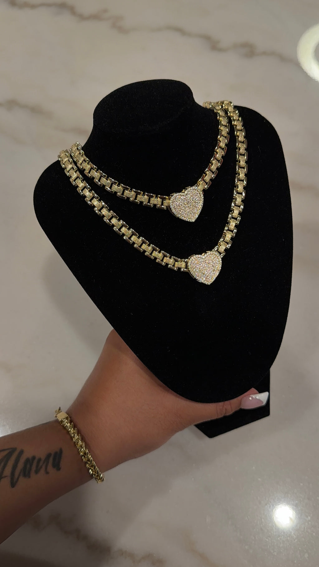 18 Inch Rollie Prezy Pink Heart Chain