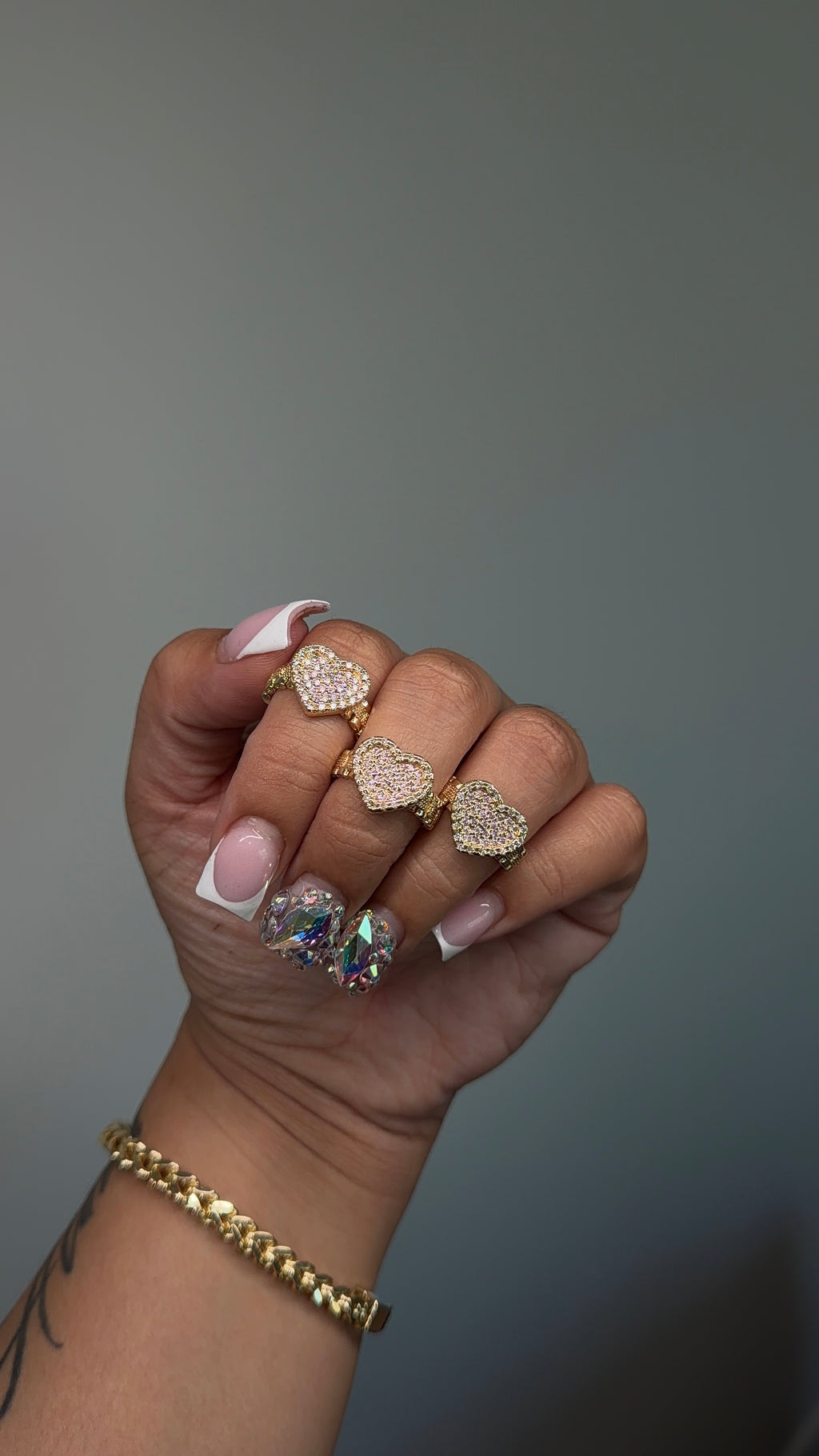 Pink Heart Rollie Ring