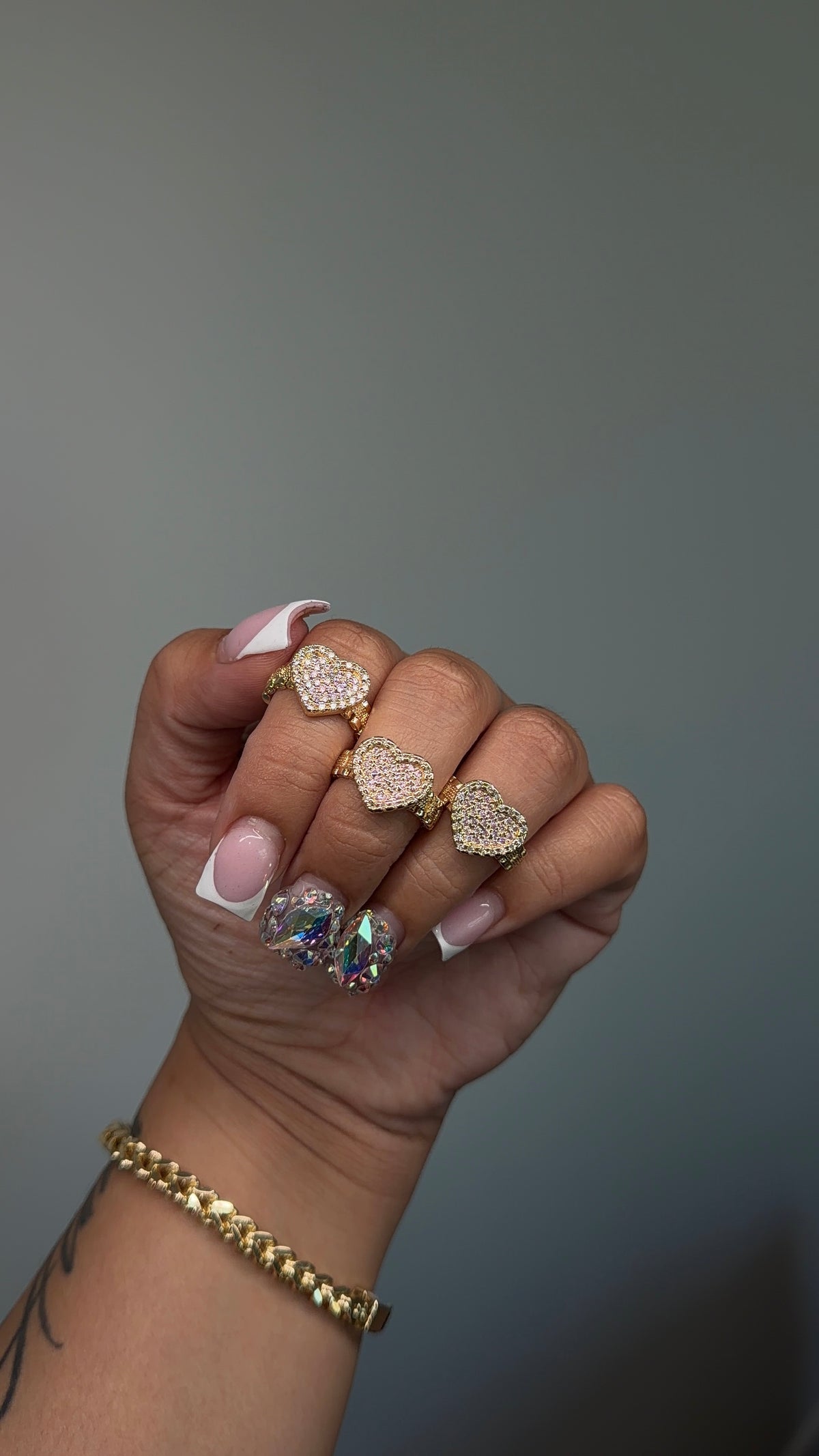 Pink Heart Rollie Ring