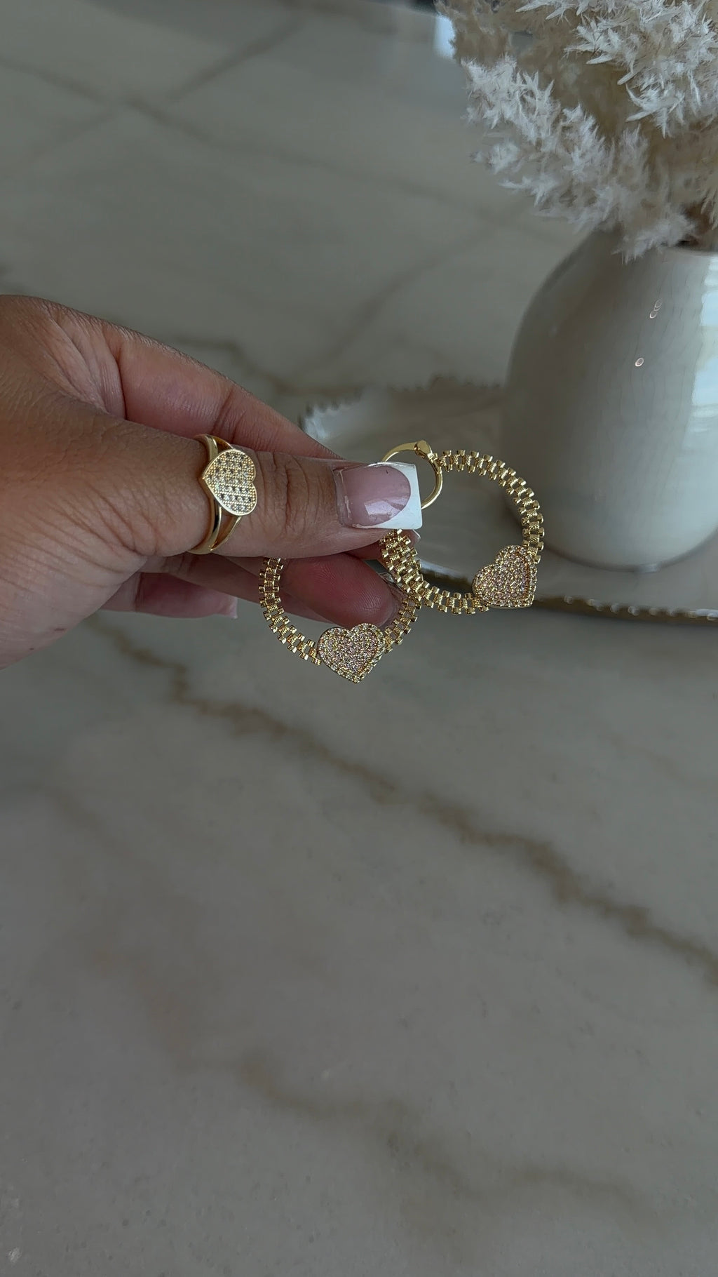 Lil Pink Heart Rollie Hoops