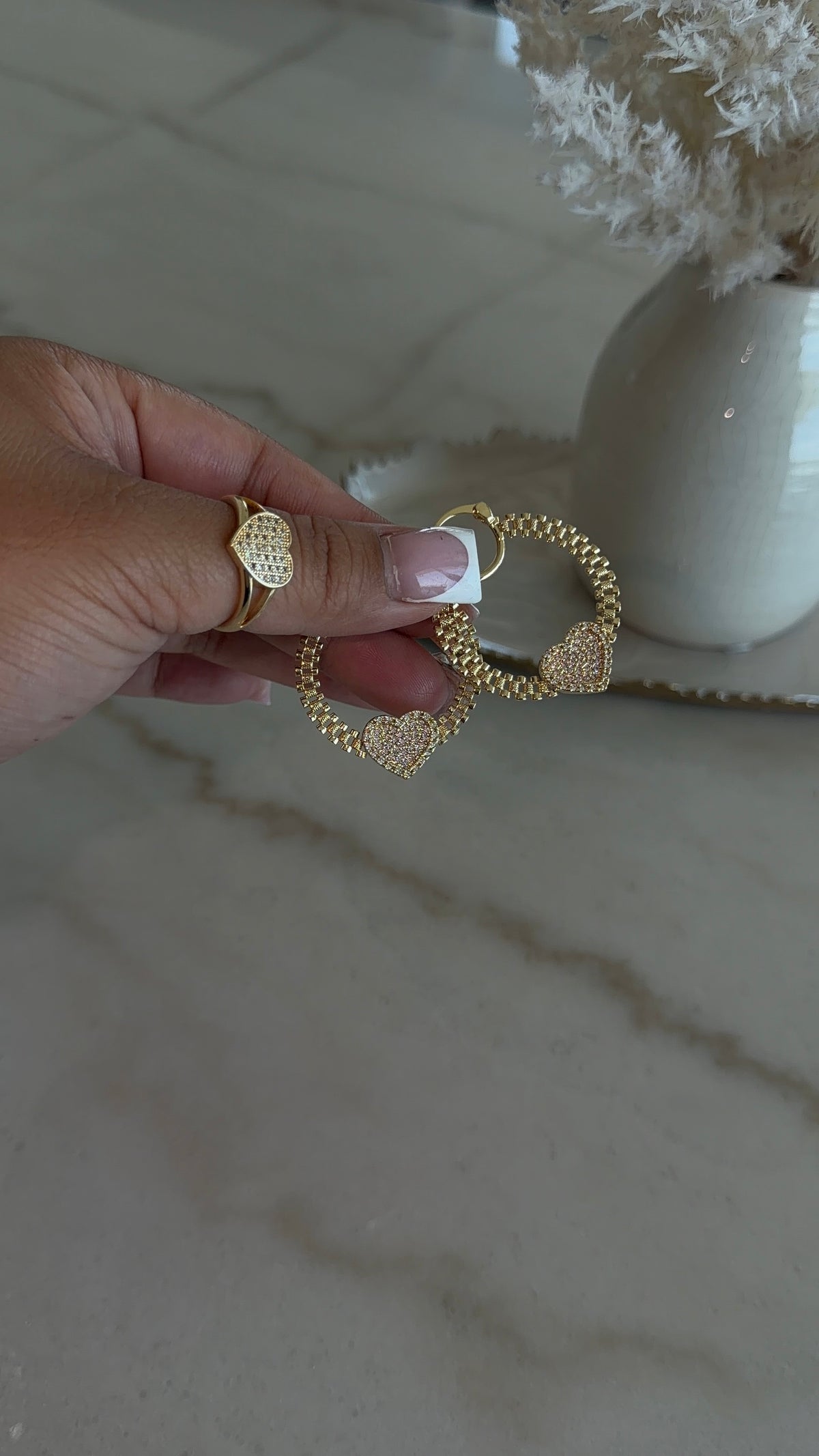 Lil Pink Heart Rollie Hoops