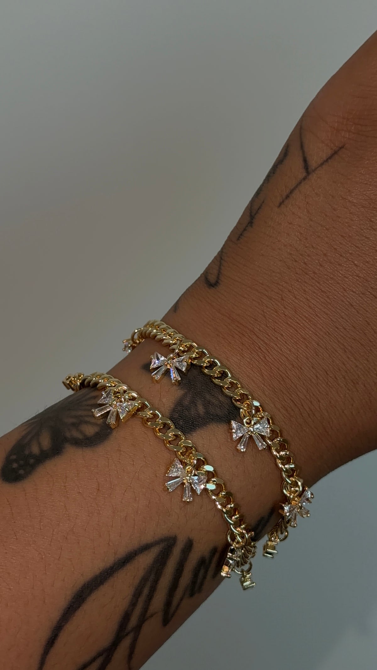 Cuban Link Bling Bow Bracelet