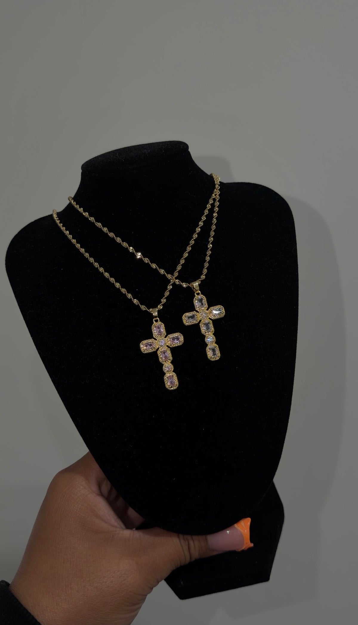 Girly Bling Cross Necklace