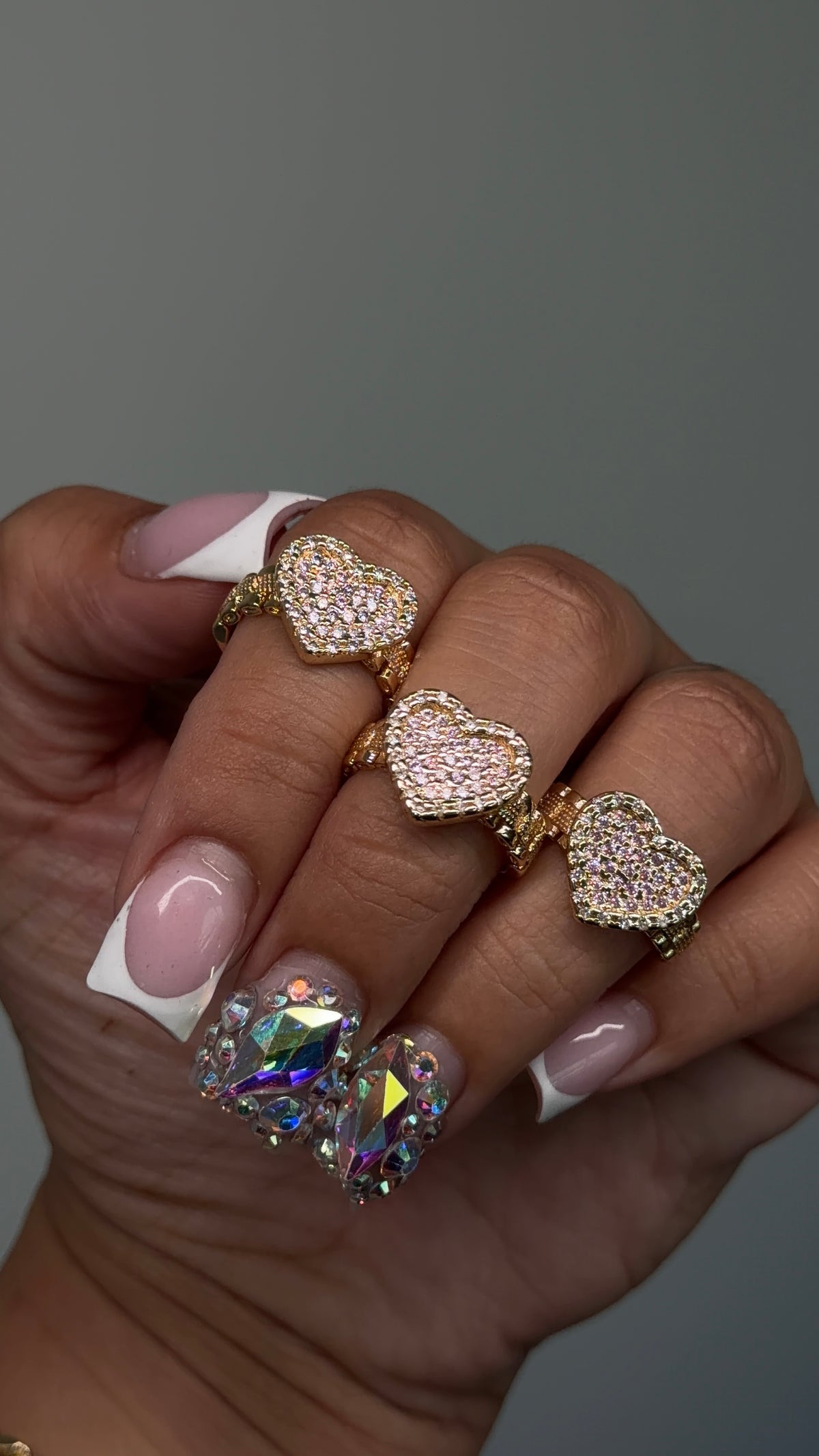 Pink Heart Rollie Ring