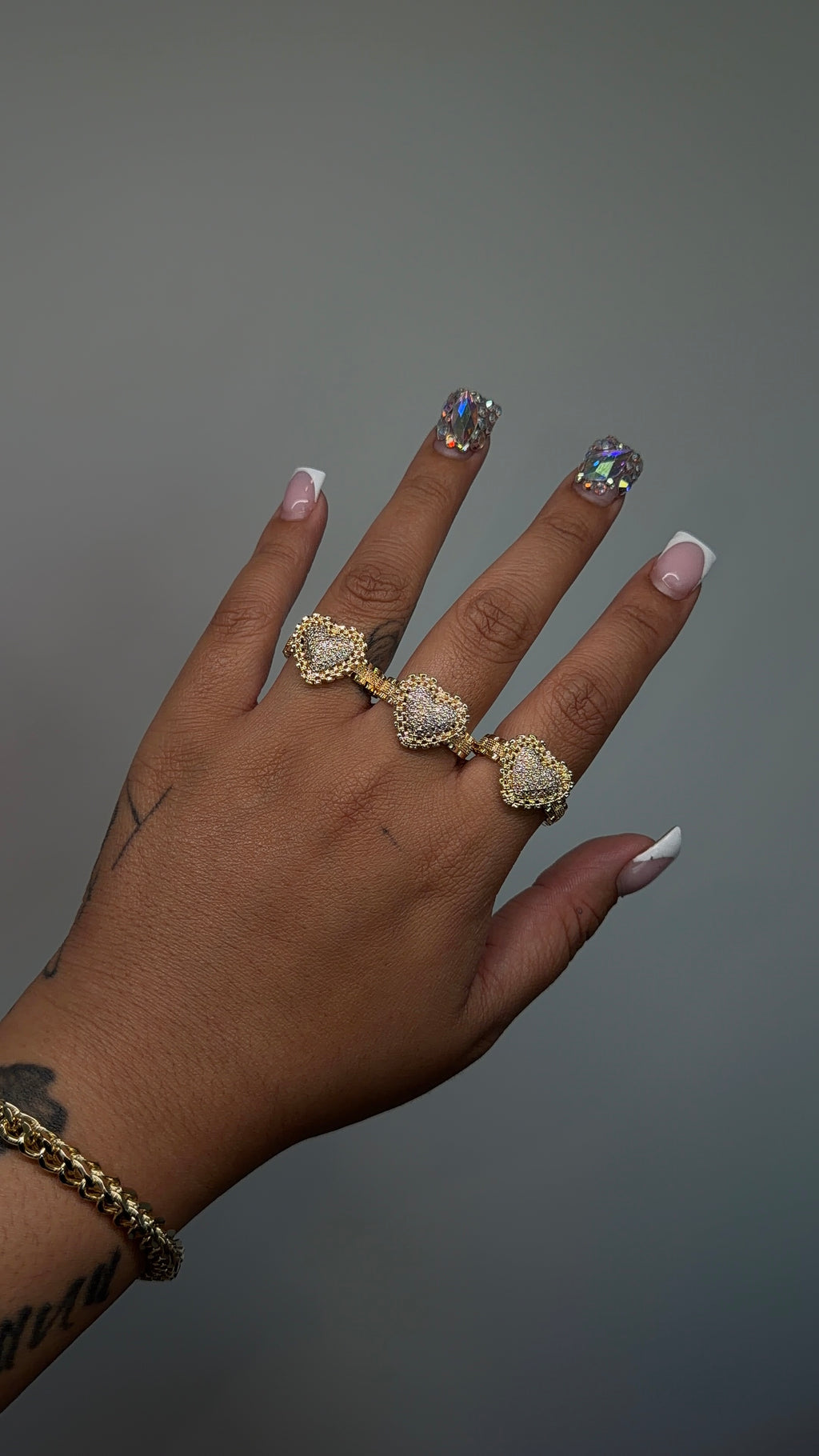 Pink Bling Heart Rollie Around Ring