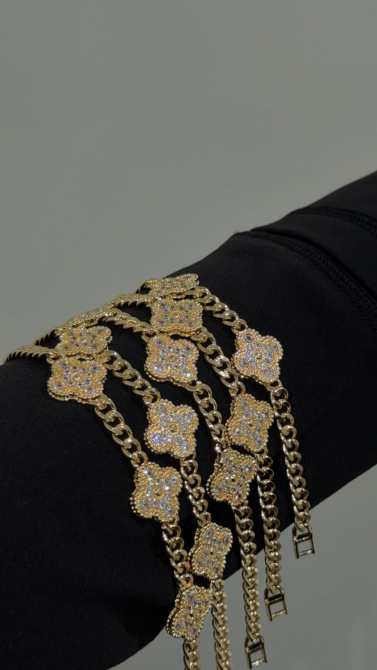 Bling Clover Cuban Link Bracelet