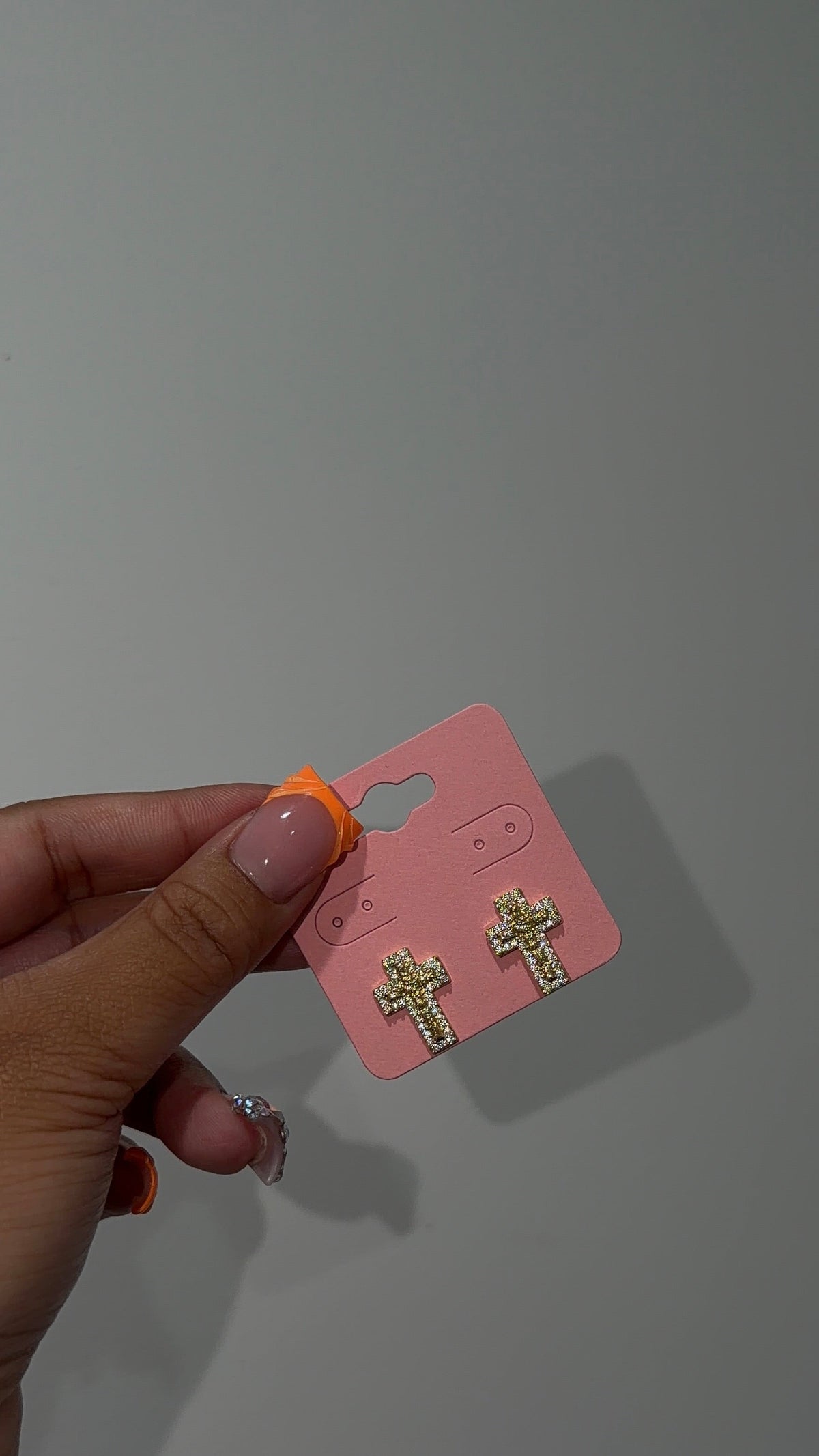 Bling Nugget Cross Earrings