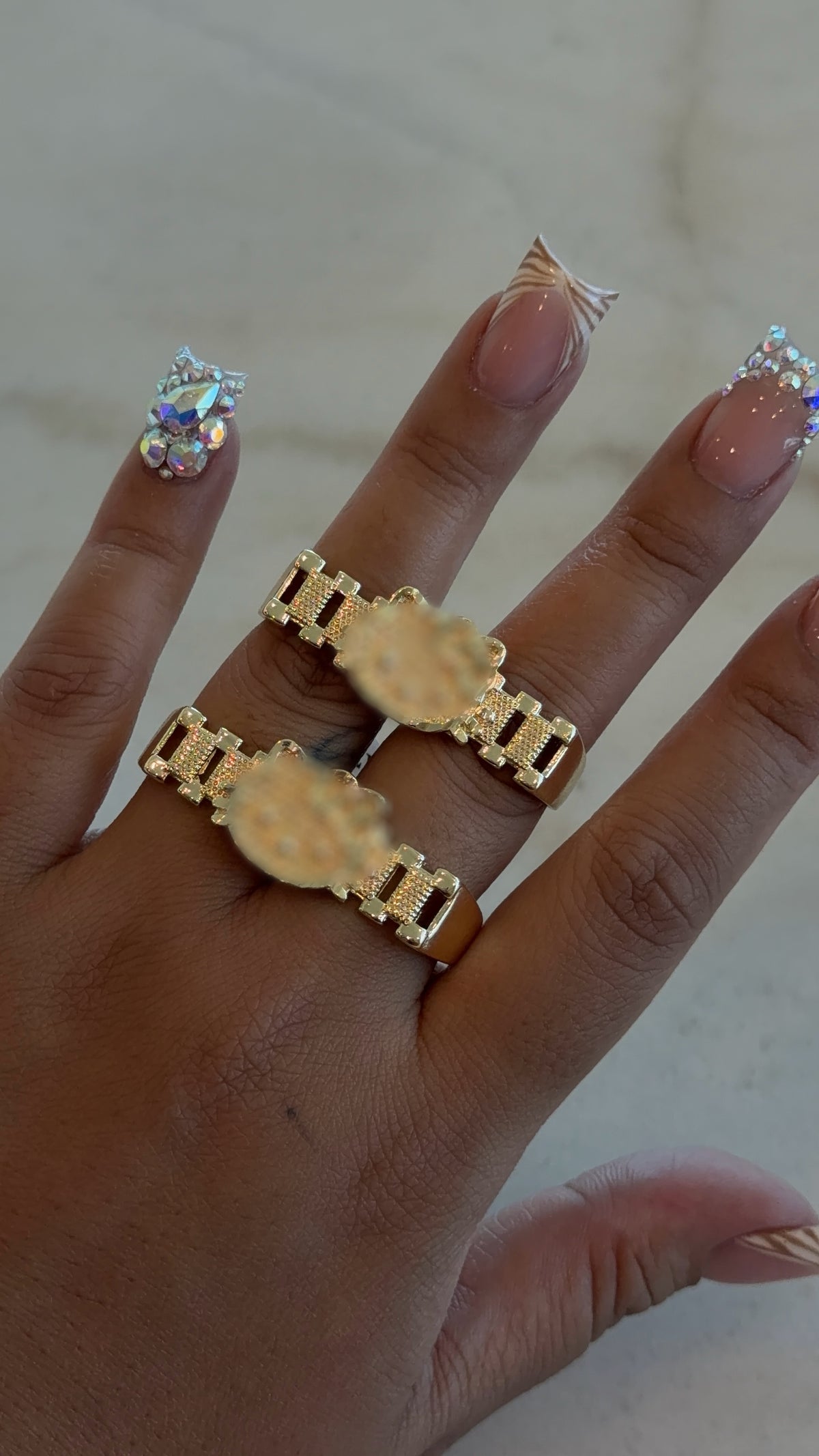 2 Finger Rollie Kitten Face Ring