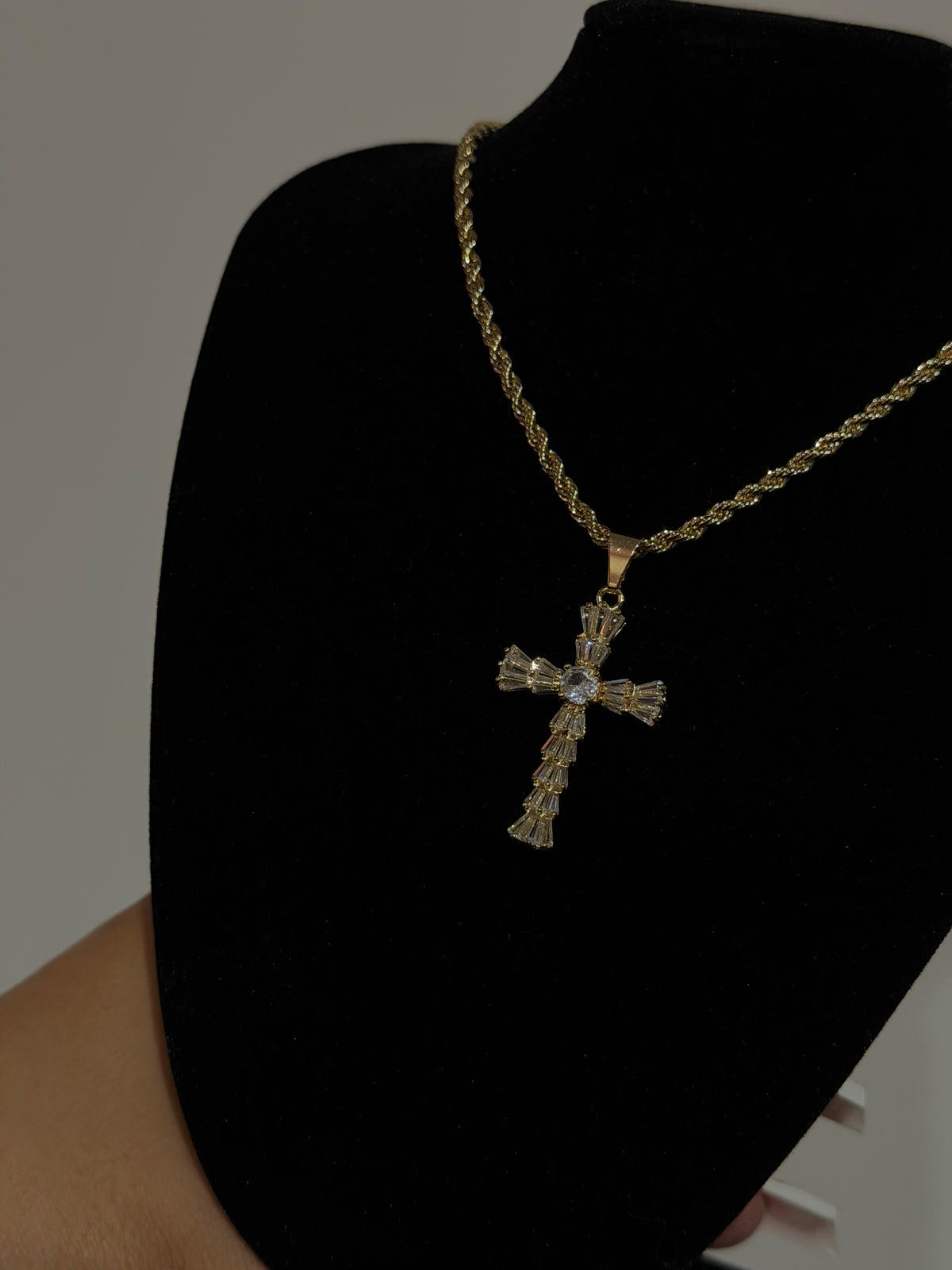 Baguette Diamond Cross Necklace
