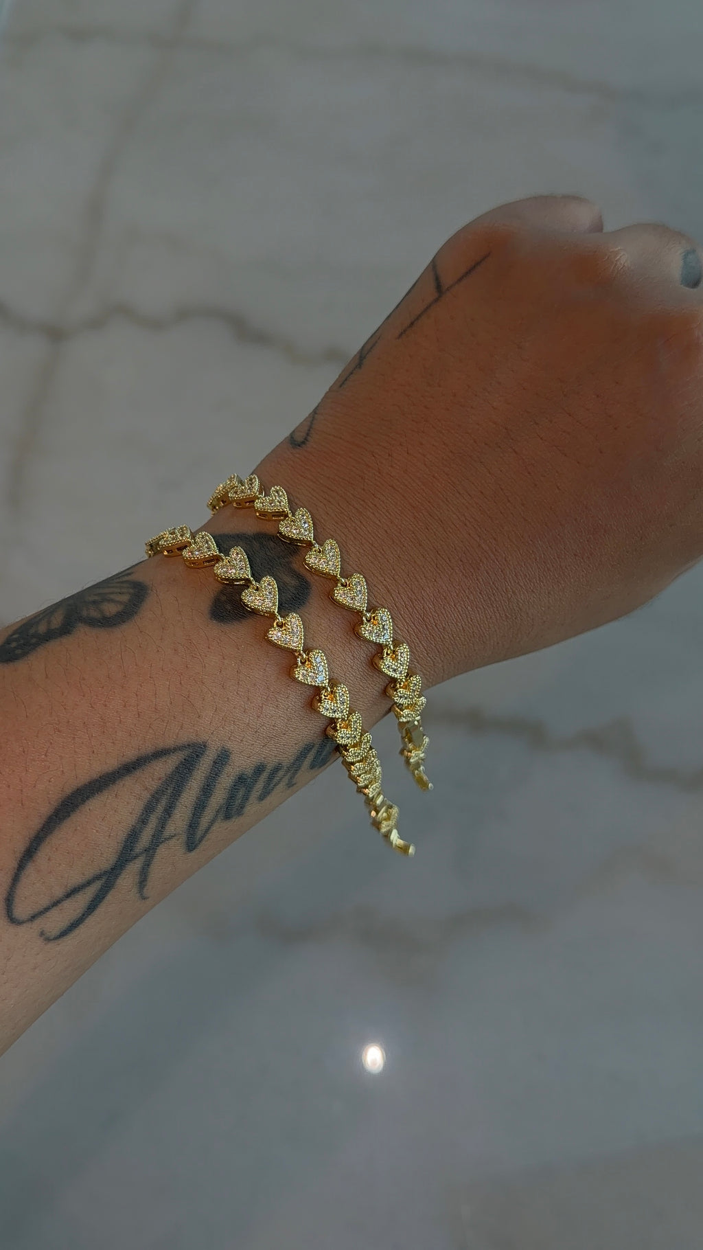 Dainty Bling Heart Bracelet