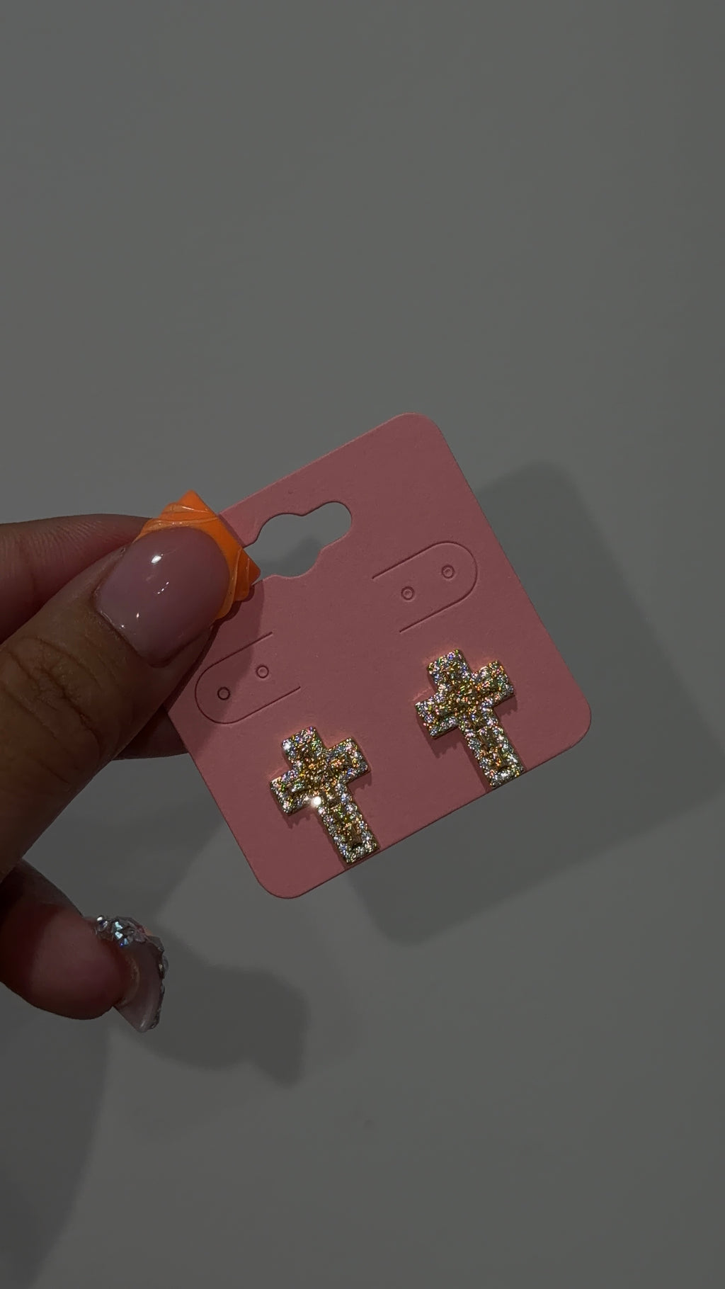 Bling Nugget Cross Earrings