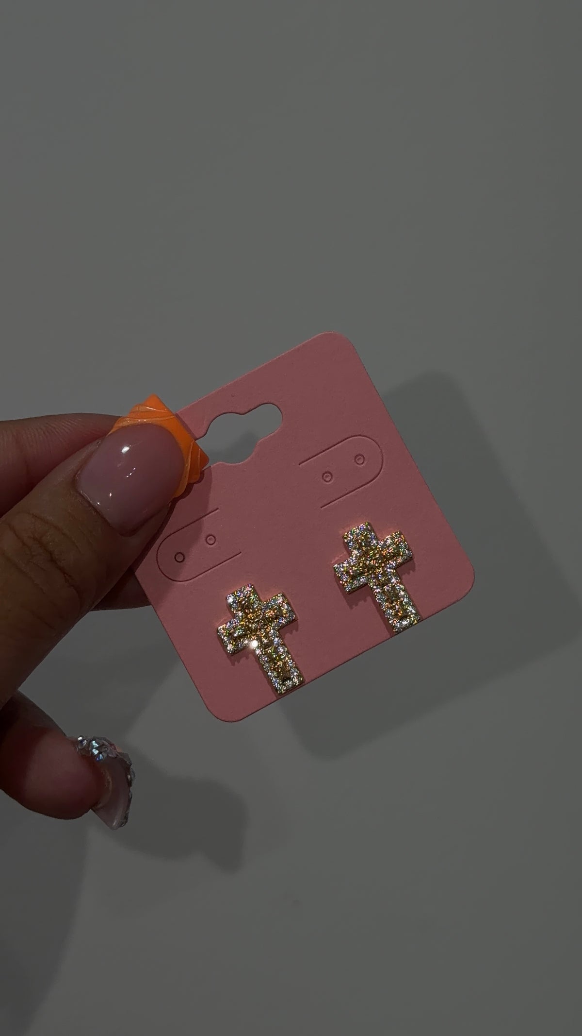 Bling Nugget Cross Earrings