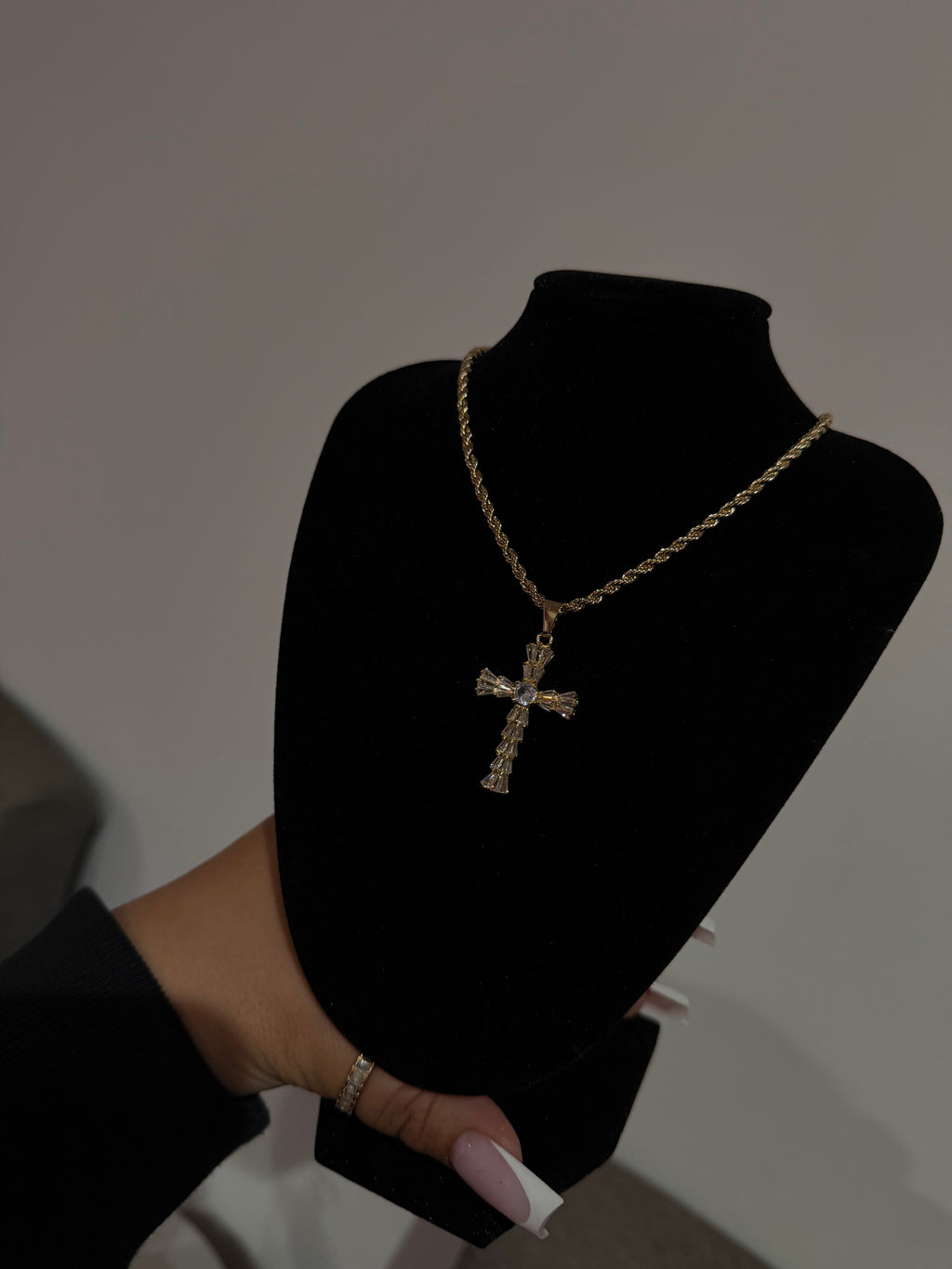 Baguette Diamond Cross Necklace