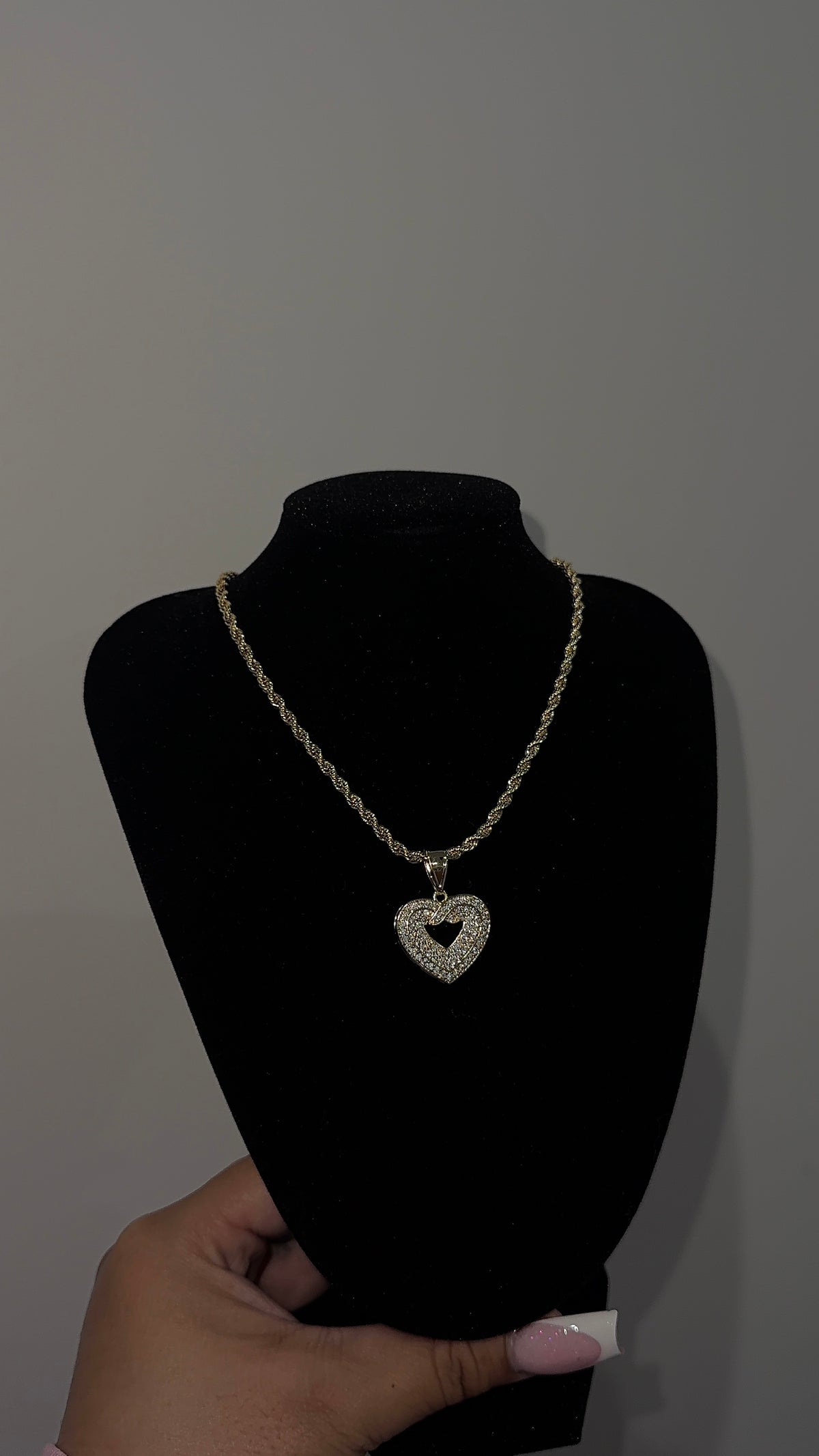 Hollow Diamond Heart Necklace