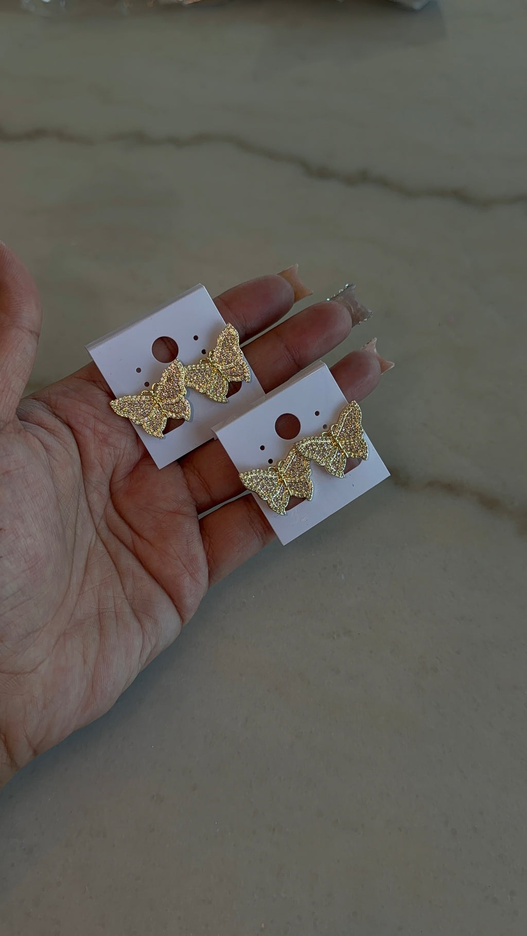 Big Pink Bling Butterfly Earrings