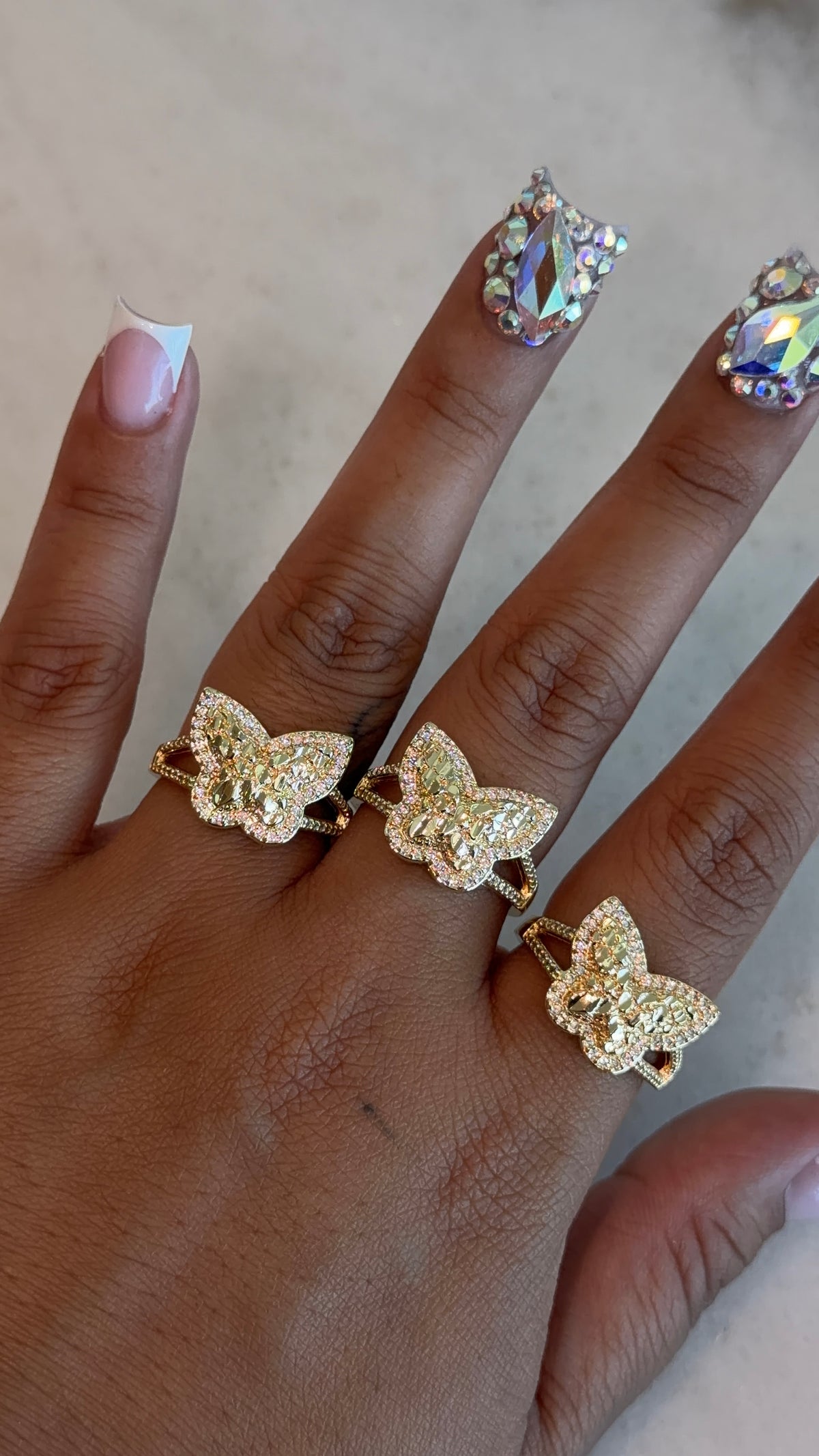 Bling Butterfly Nugget Ring