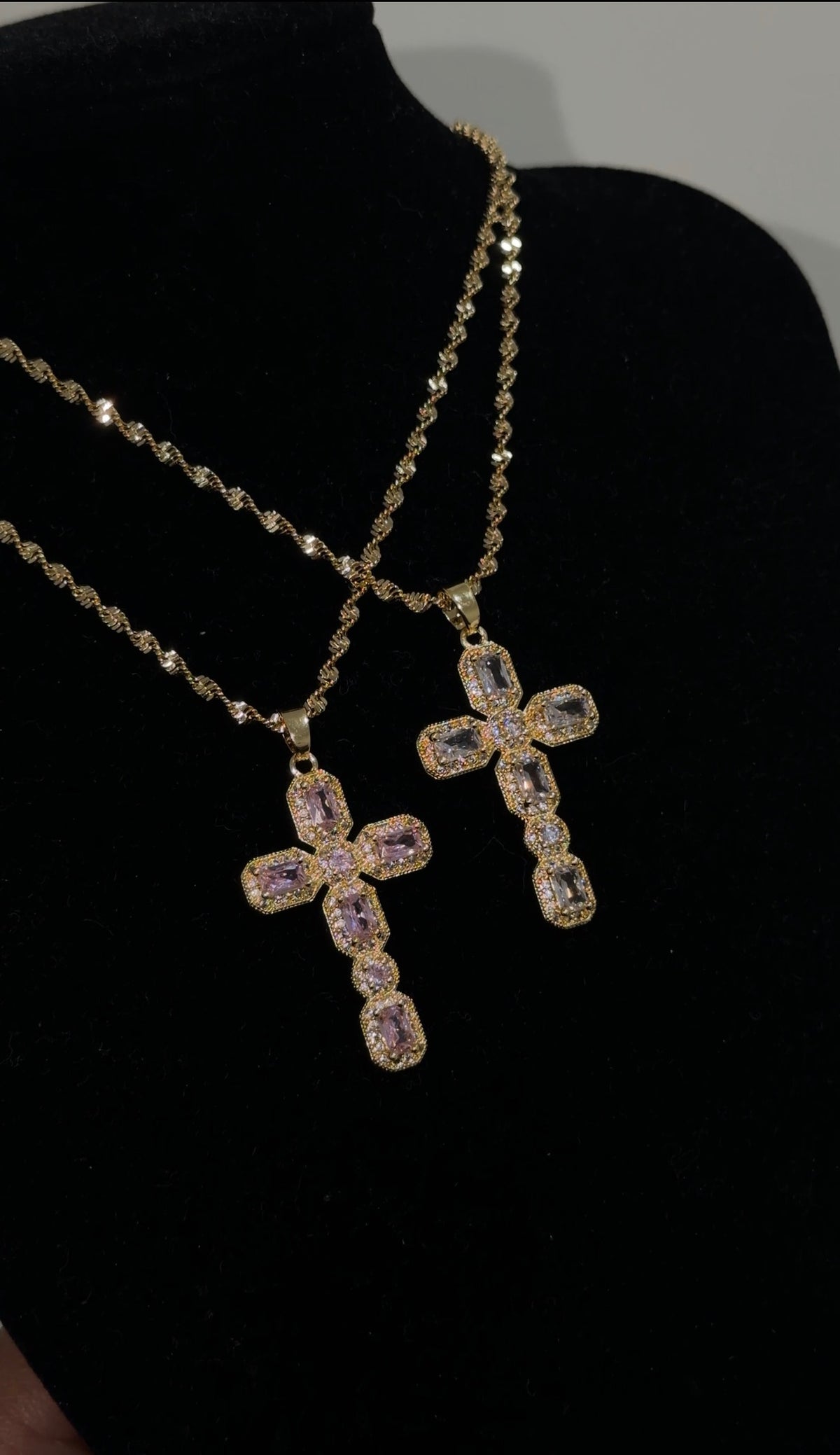 Girly Bling Cross Necklace