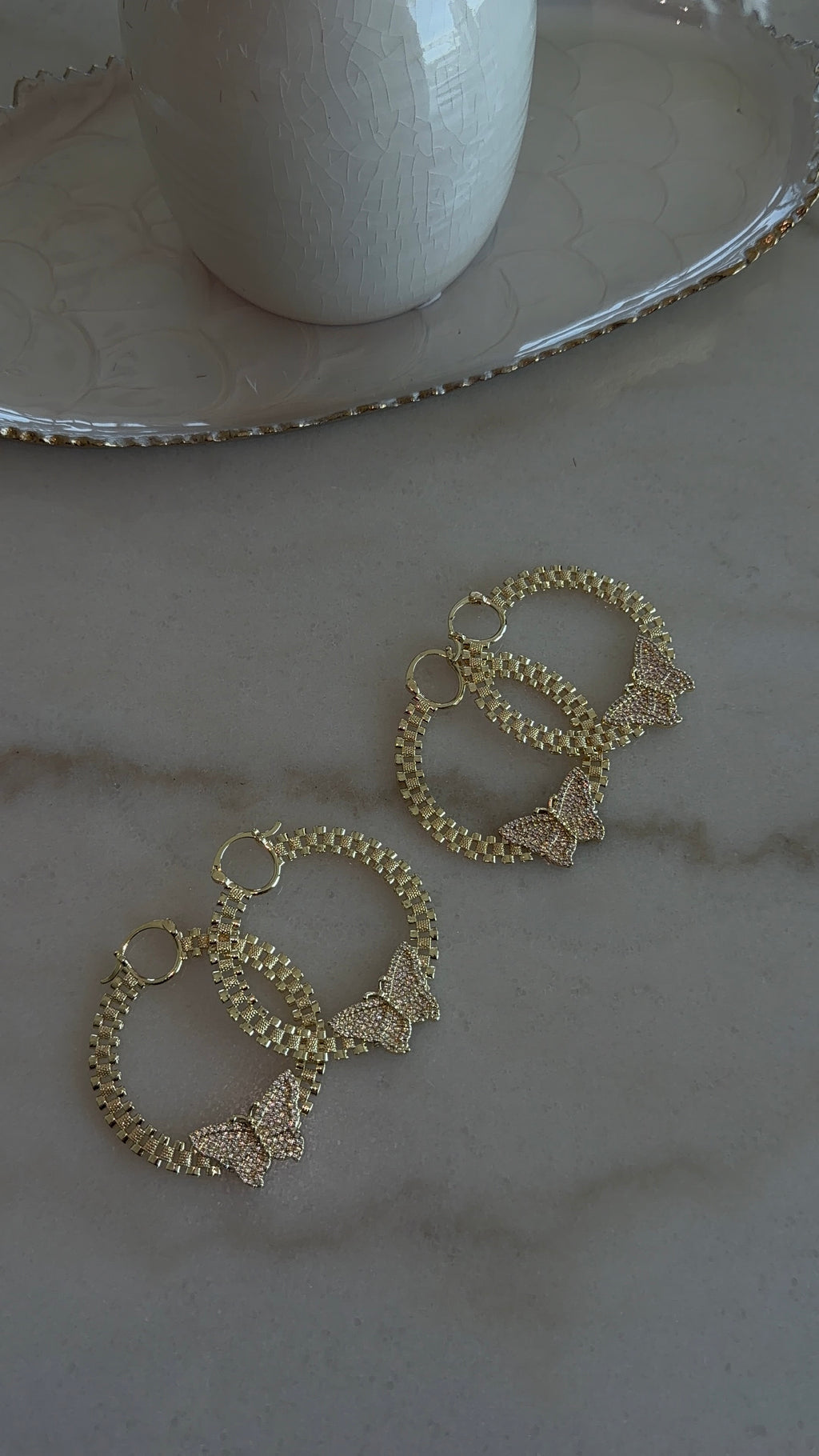 Bling Butterfly Rollie Hoops