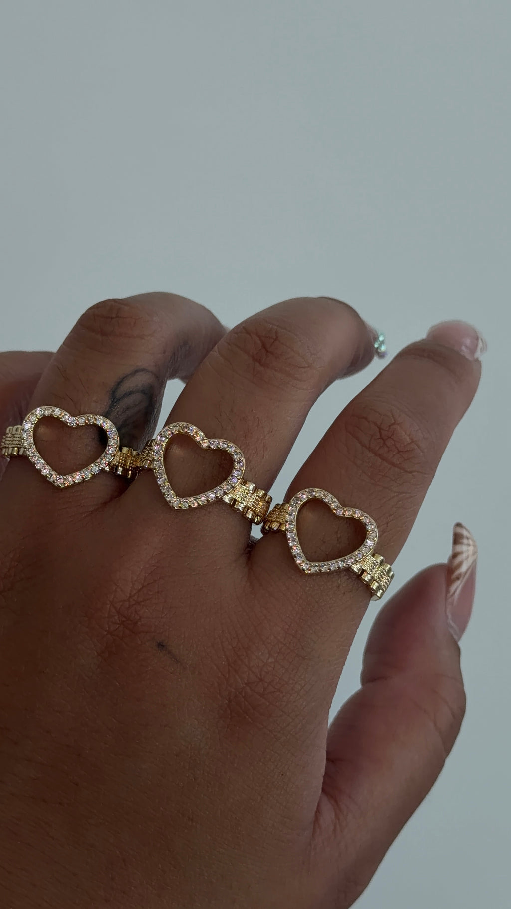 Bling Open Heart Rollie Ring