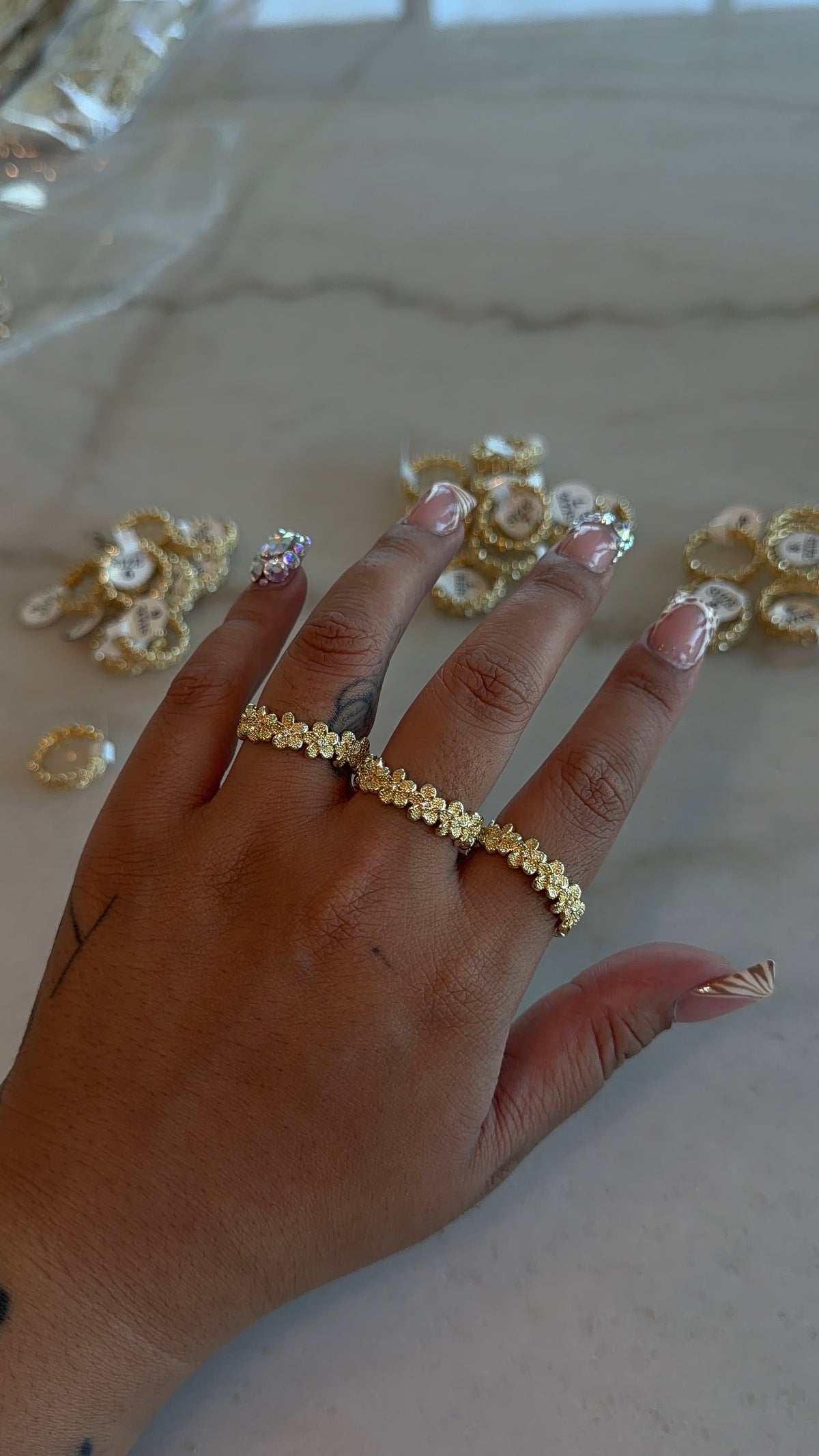 Bling Flower Band Ring