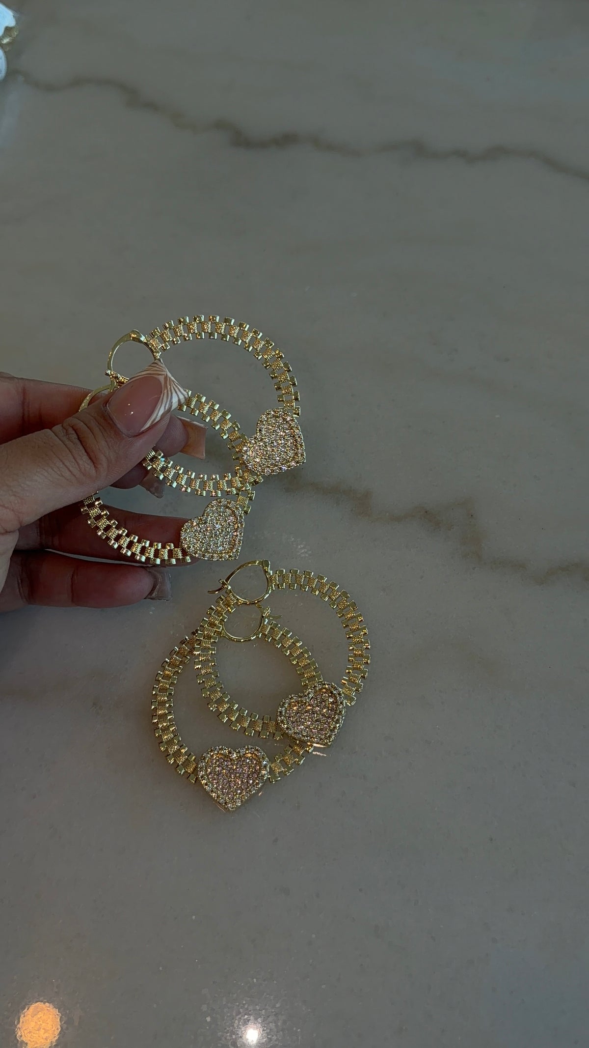 Rollie Bling Heart Hoops