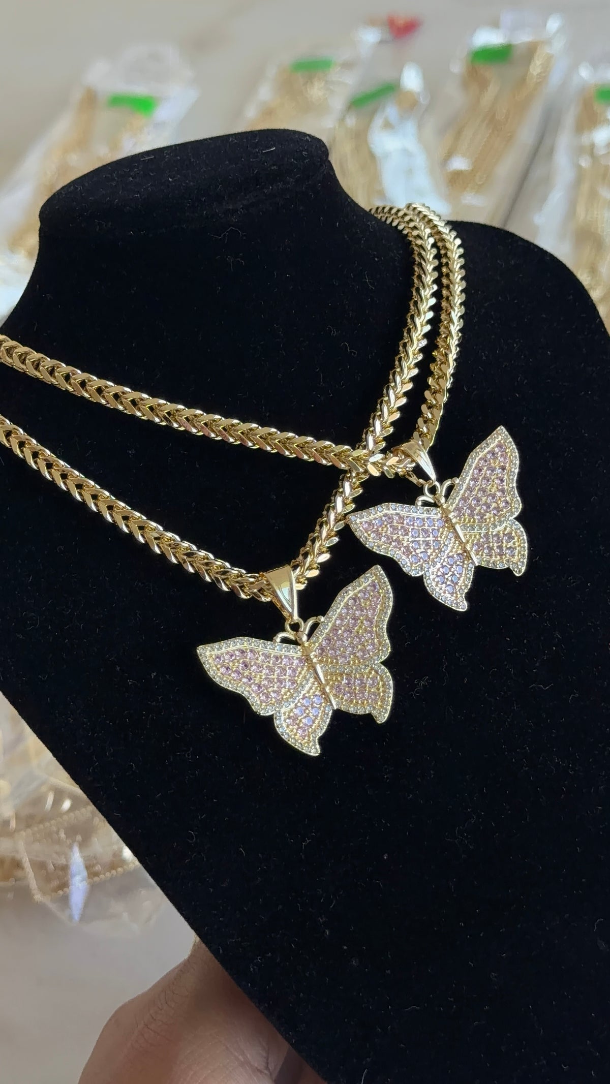 Big Bling Pink Butterfly Chain