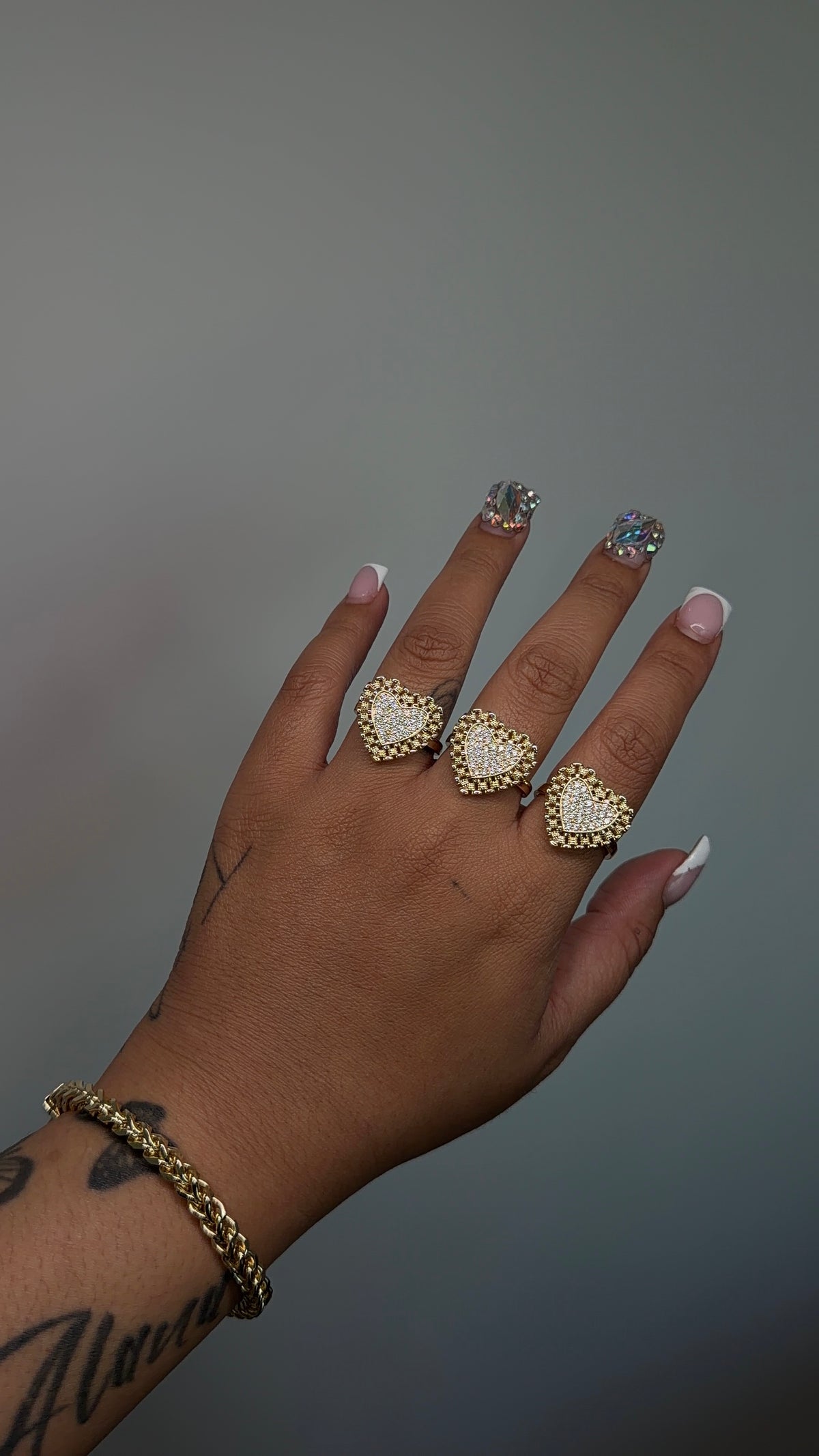Rollie Heart White Bling Ring