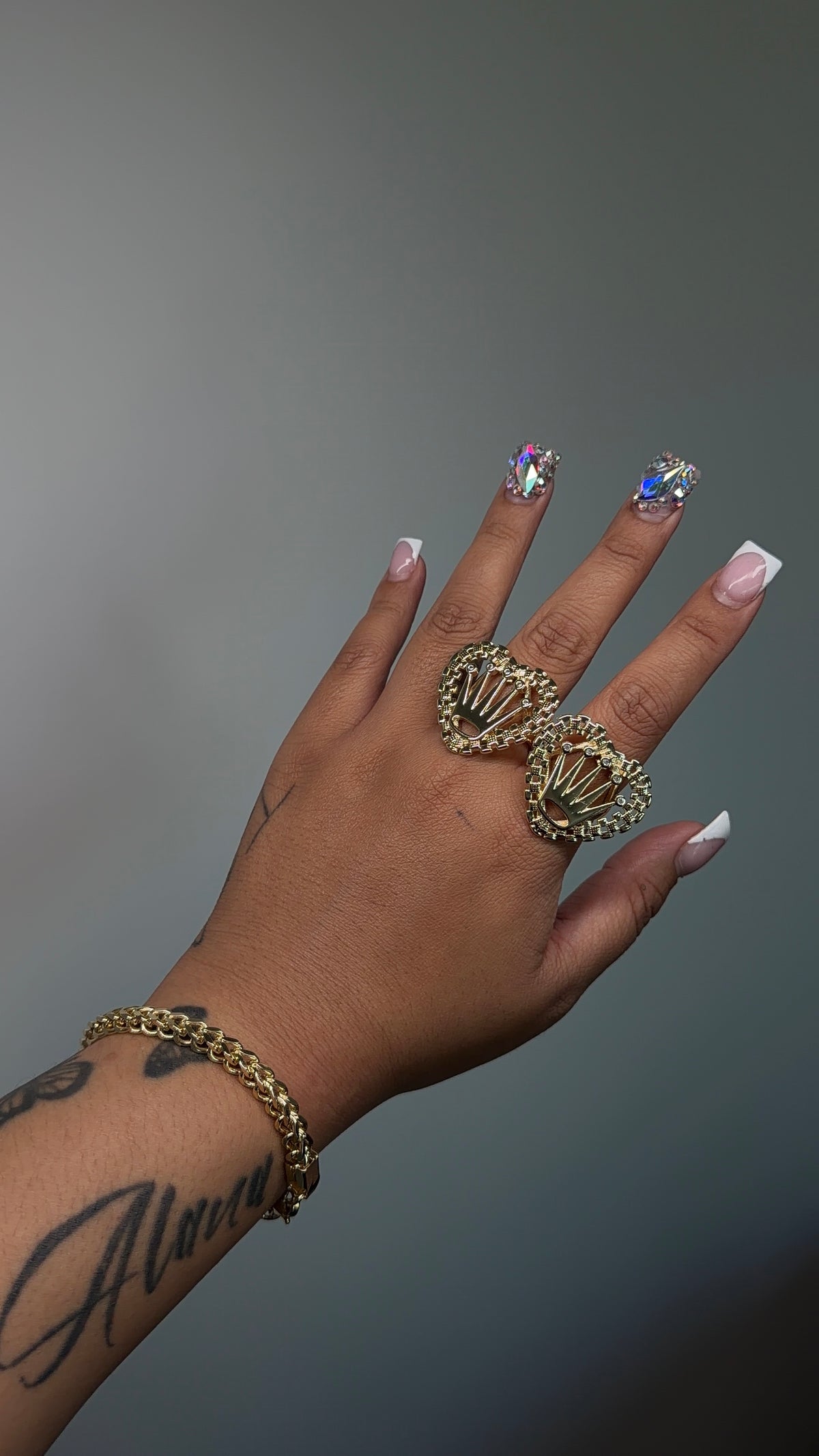 Big Heart Rollie Crown Ring