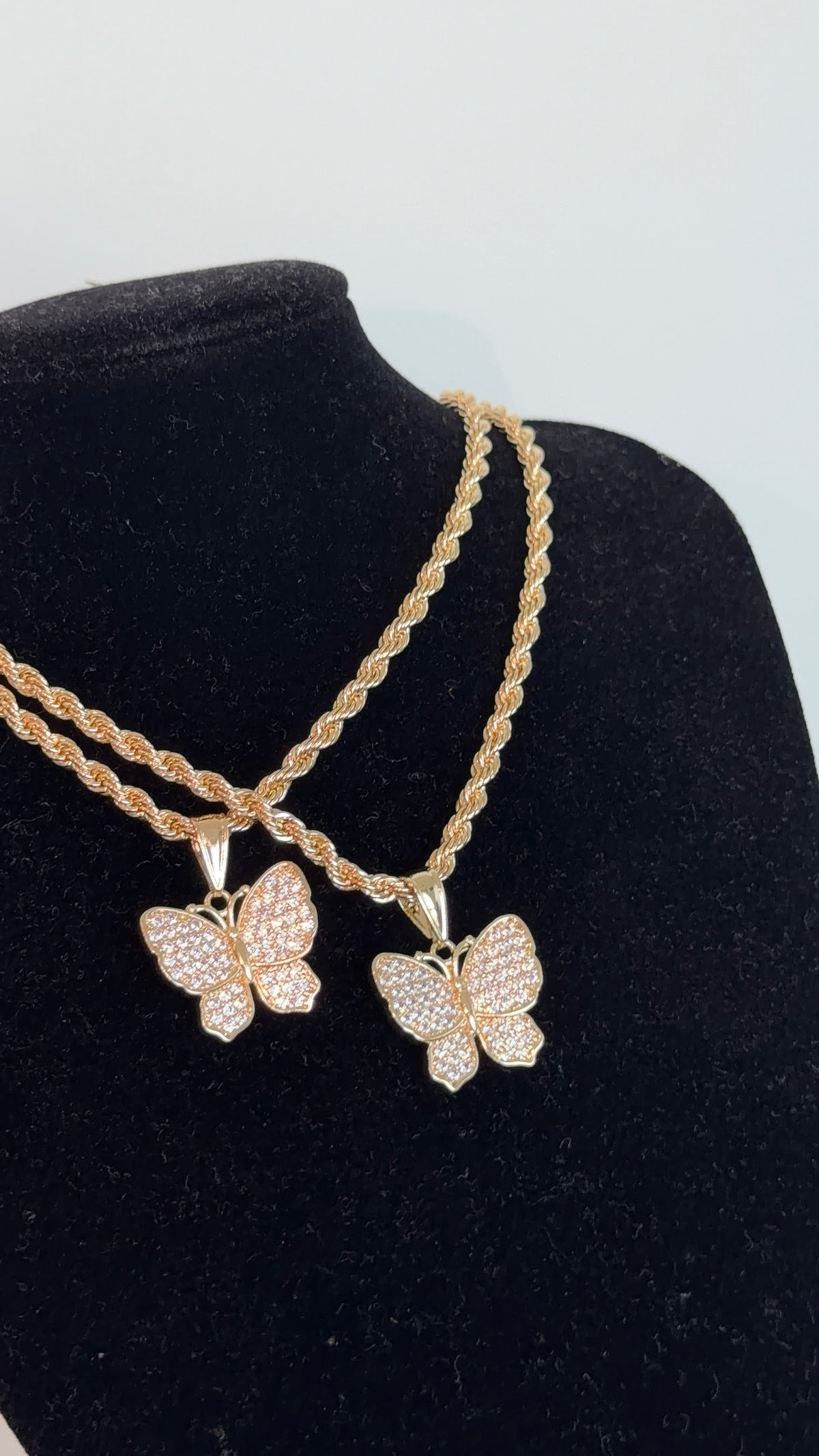 White Bling Butterfly Chain