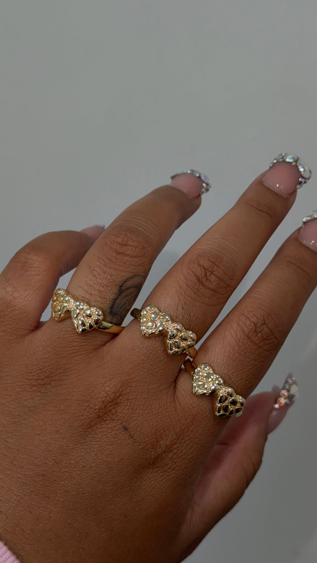 Double Nugget Heart Ring
