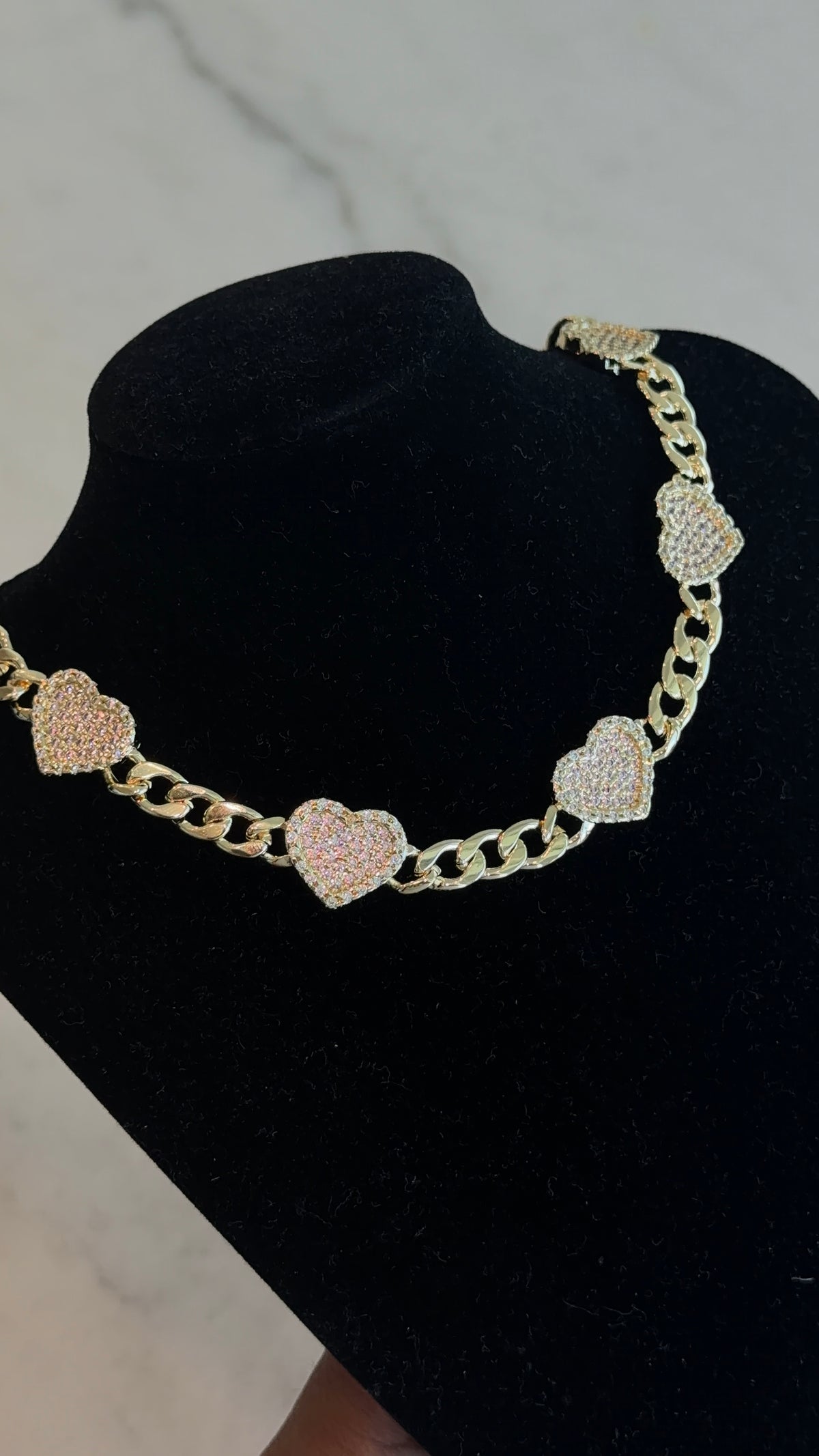Thic Cuban Link Bling Heart Necklace