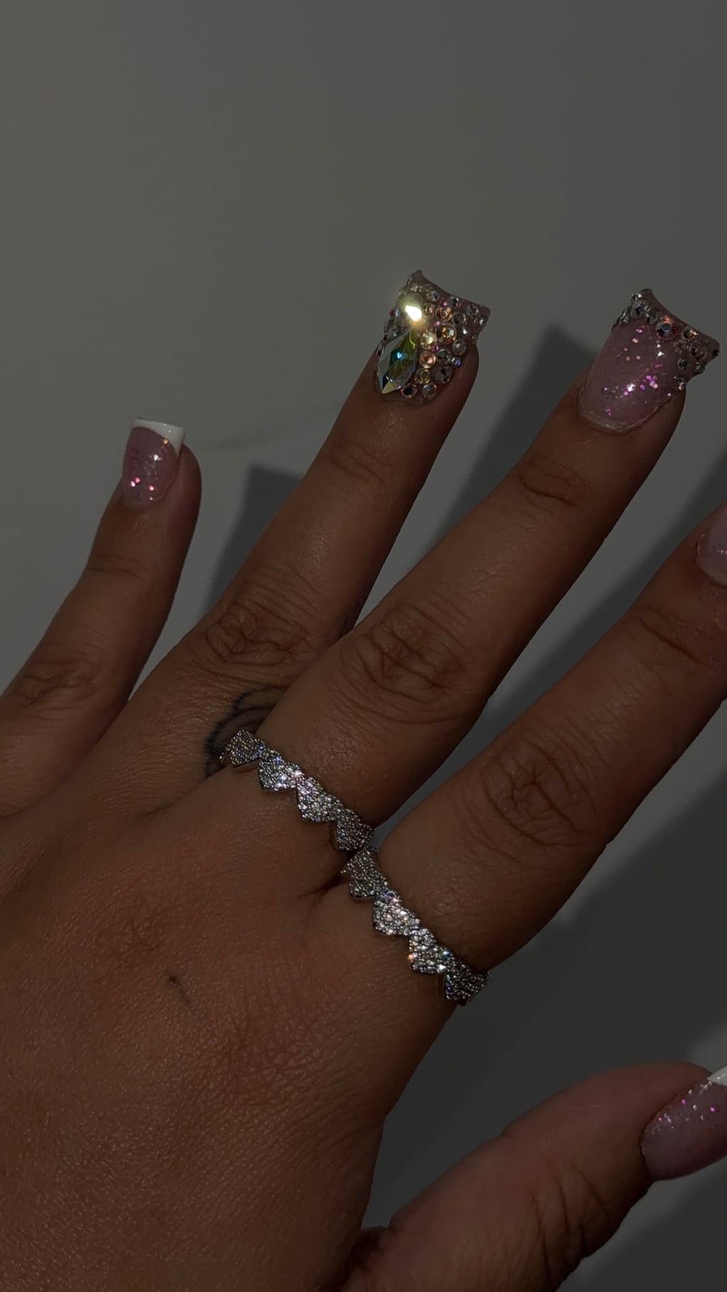 Silver Diamond Heart Shape Ring