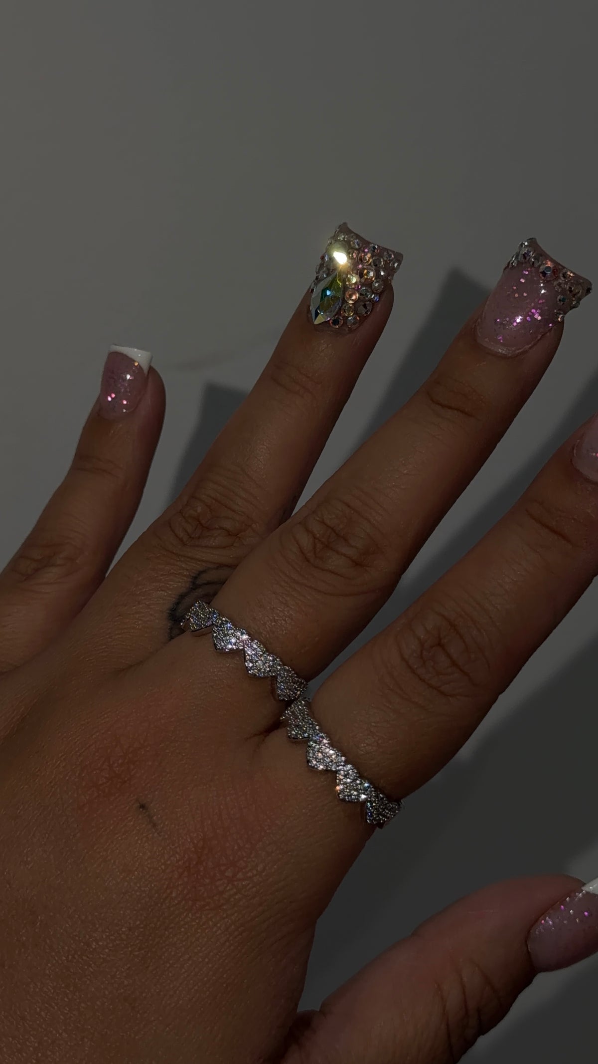 Silver Diamond Heart Shape Ring