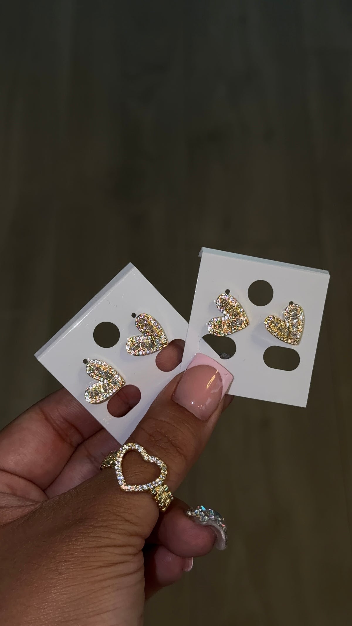 Pretty Baguette Heart Earrings