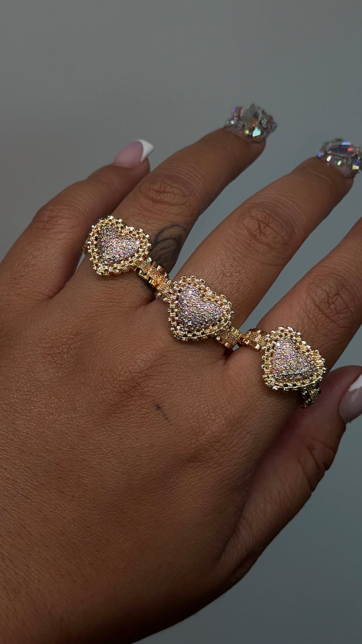 Pink Bling Heart Rollie Around Ring