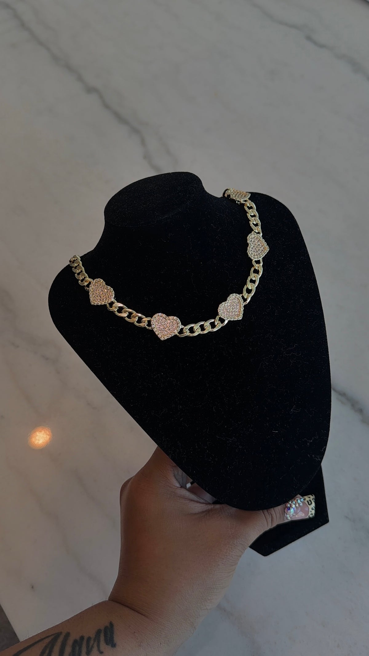Thic Cuban Link Bling Heart Necklace