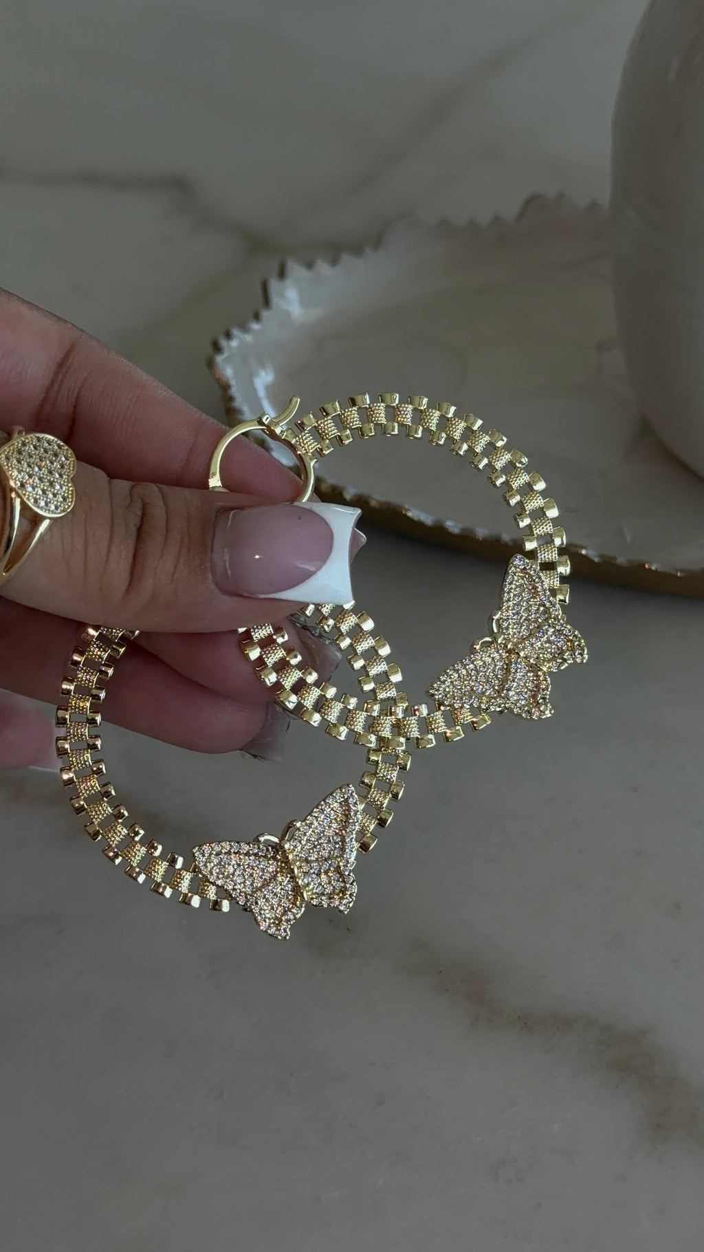 Bling Butterfly Rollie Hoops