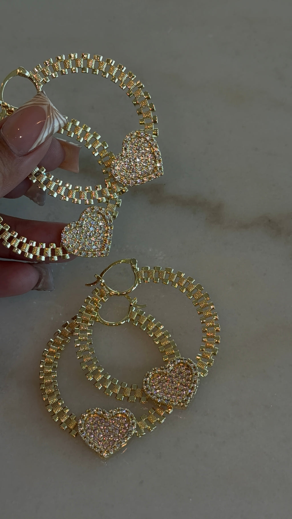 Rollie Bling Heart Hoops