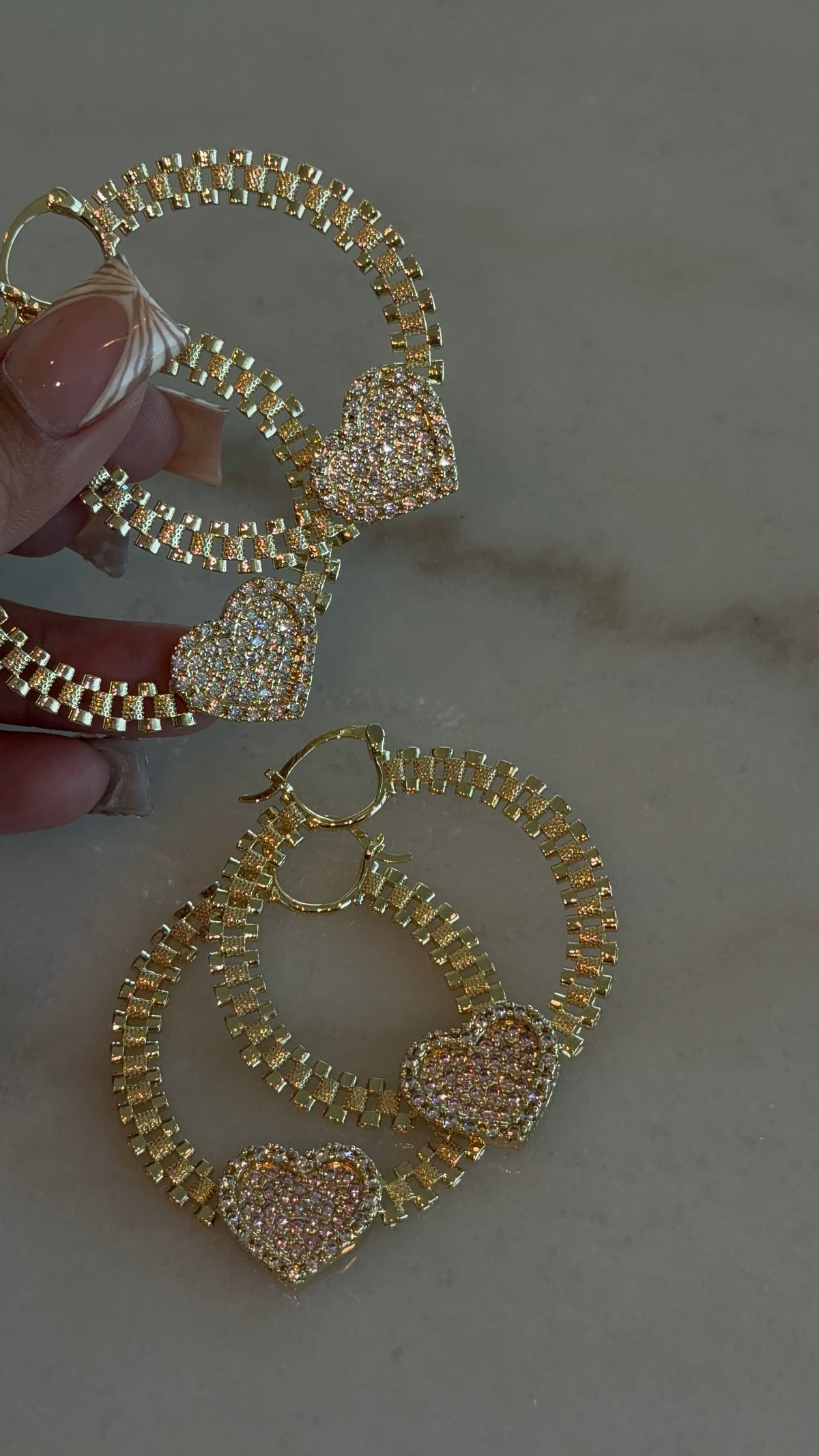 Rollie Bling Heart Hoops
