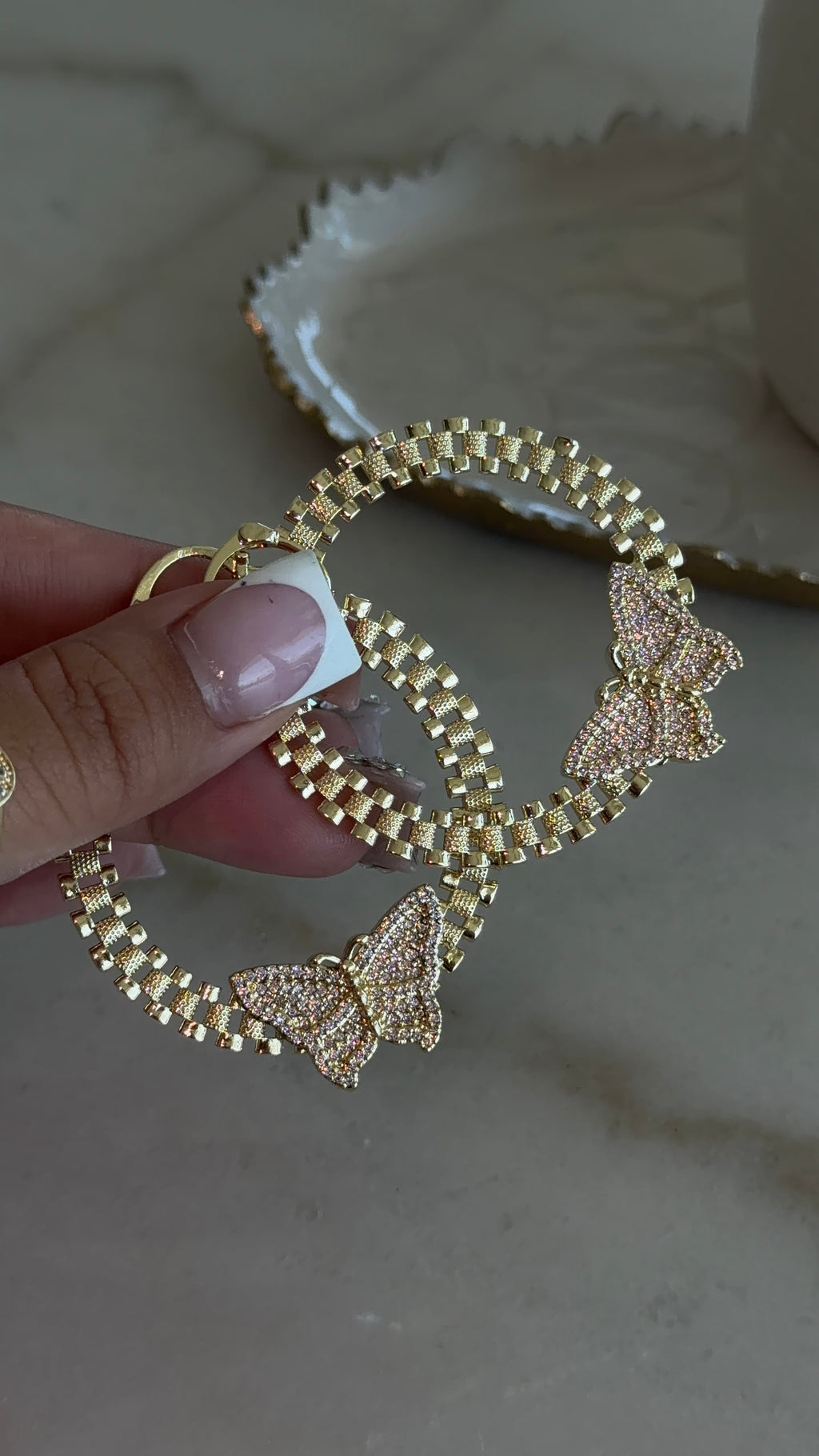 Bling Butterfly Rollie Hoops